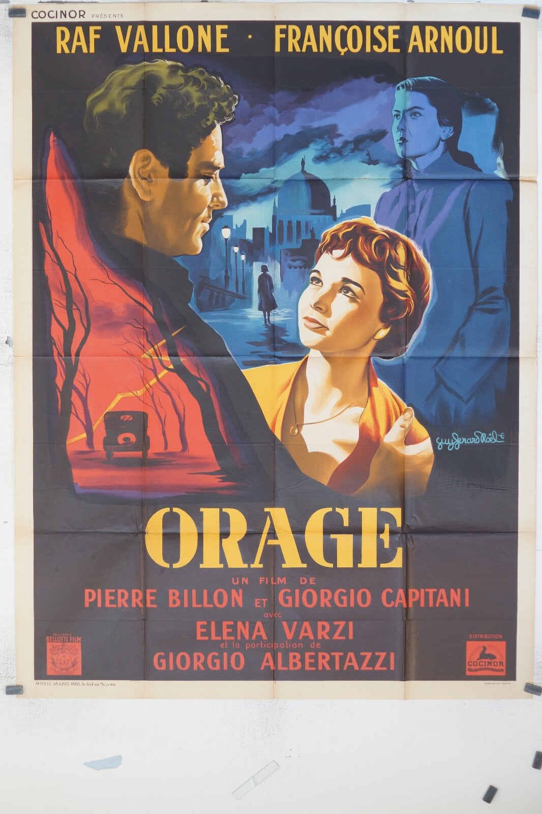 ORAGE MOVIE POSTER ORIGINAL (120x160), Pierre Billon, Raf Vallone