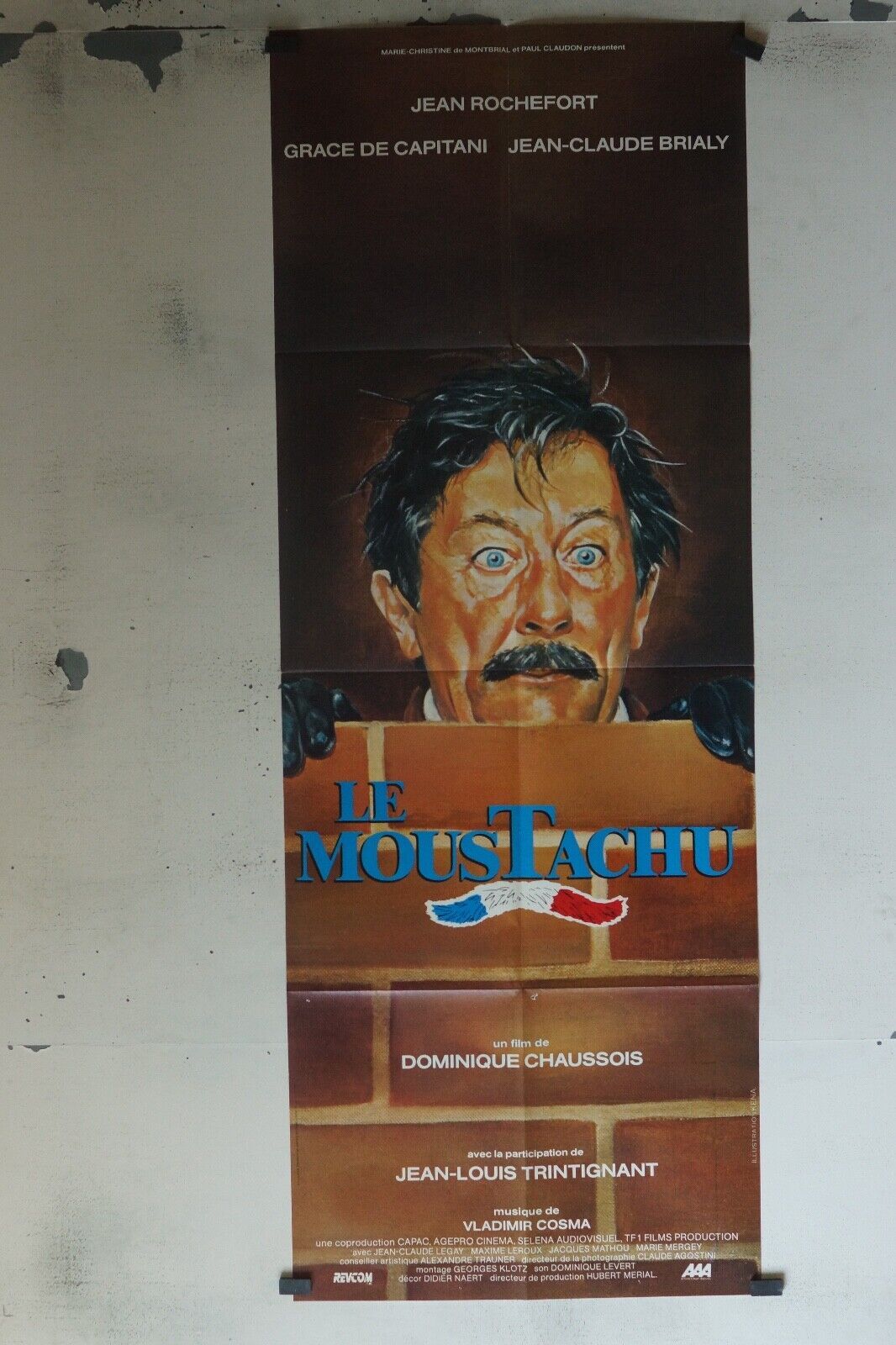 LE MOUSTACHU MOVIE POSTER ORIGINAL 60x160 JEAN ROCHEFORT