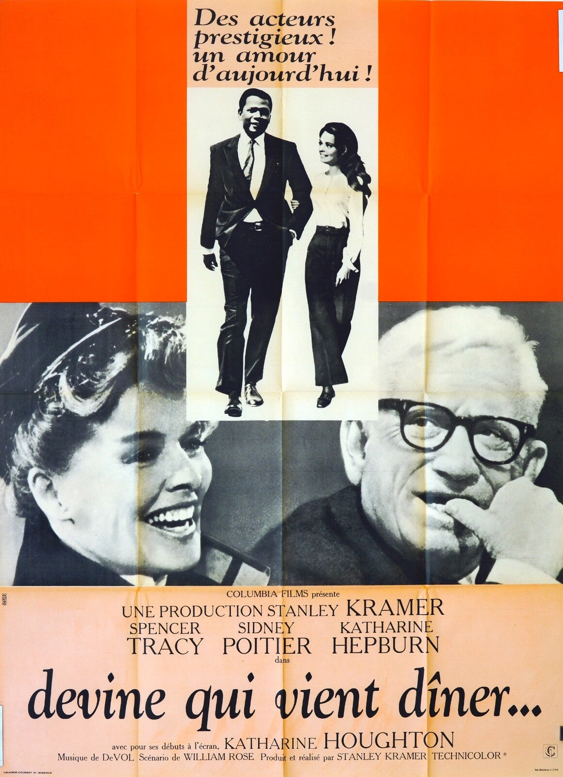 DEVINE QUI VIENT DÎNER… MOVIE POSTER ORIGINAL 120x160 KATHARINE HEPBURN