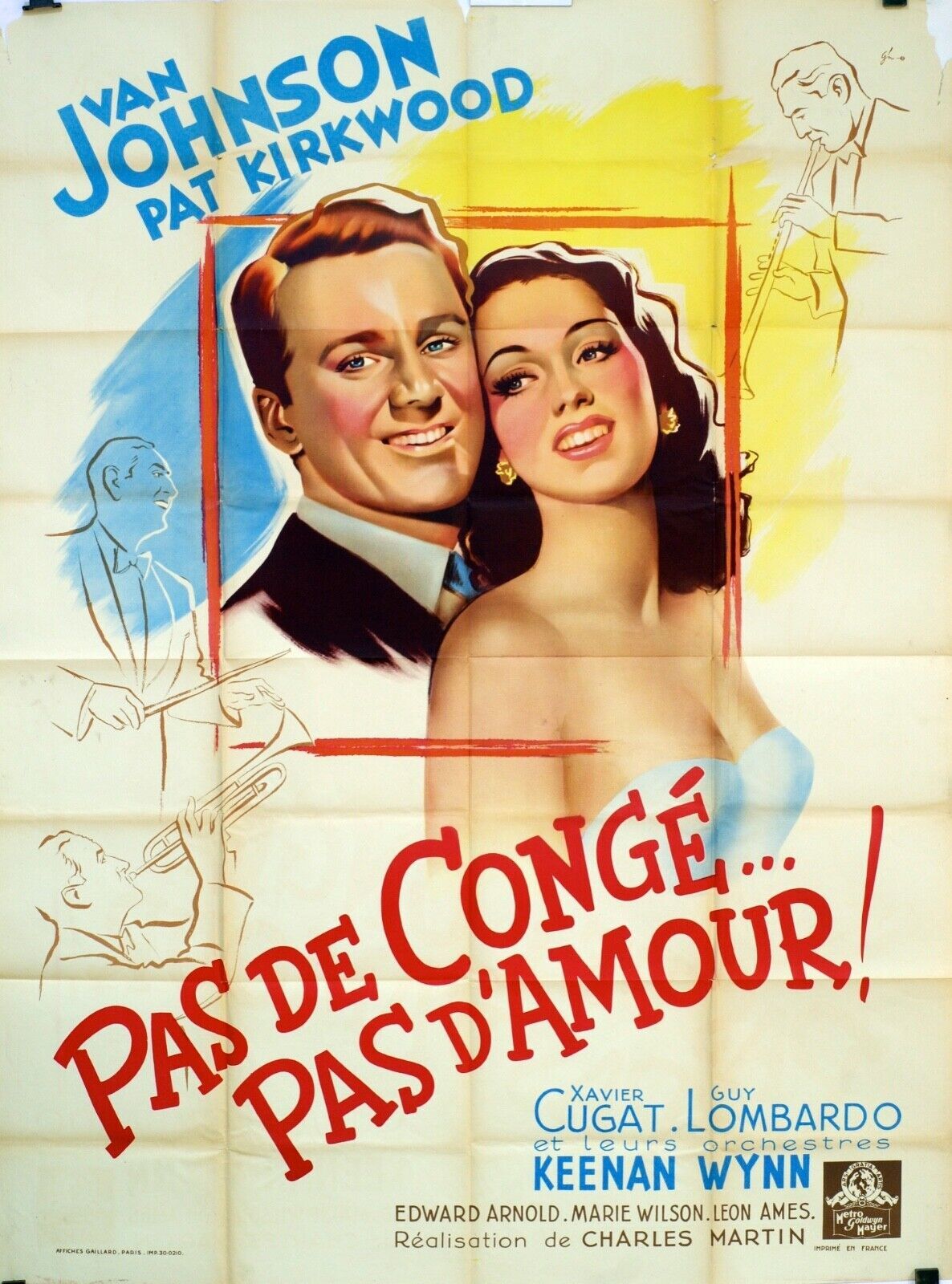 PAS CONGÉ…PAS D’AMOUR ! MOVIE POSTER ORIGINAL 120x160 VAN JOHNSON