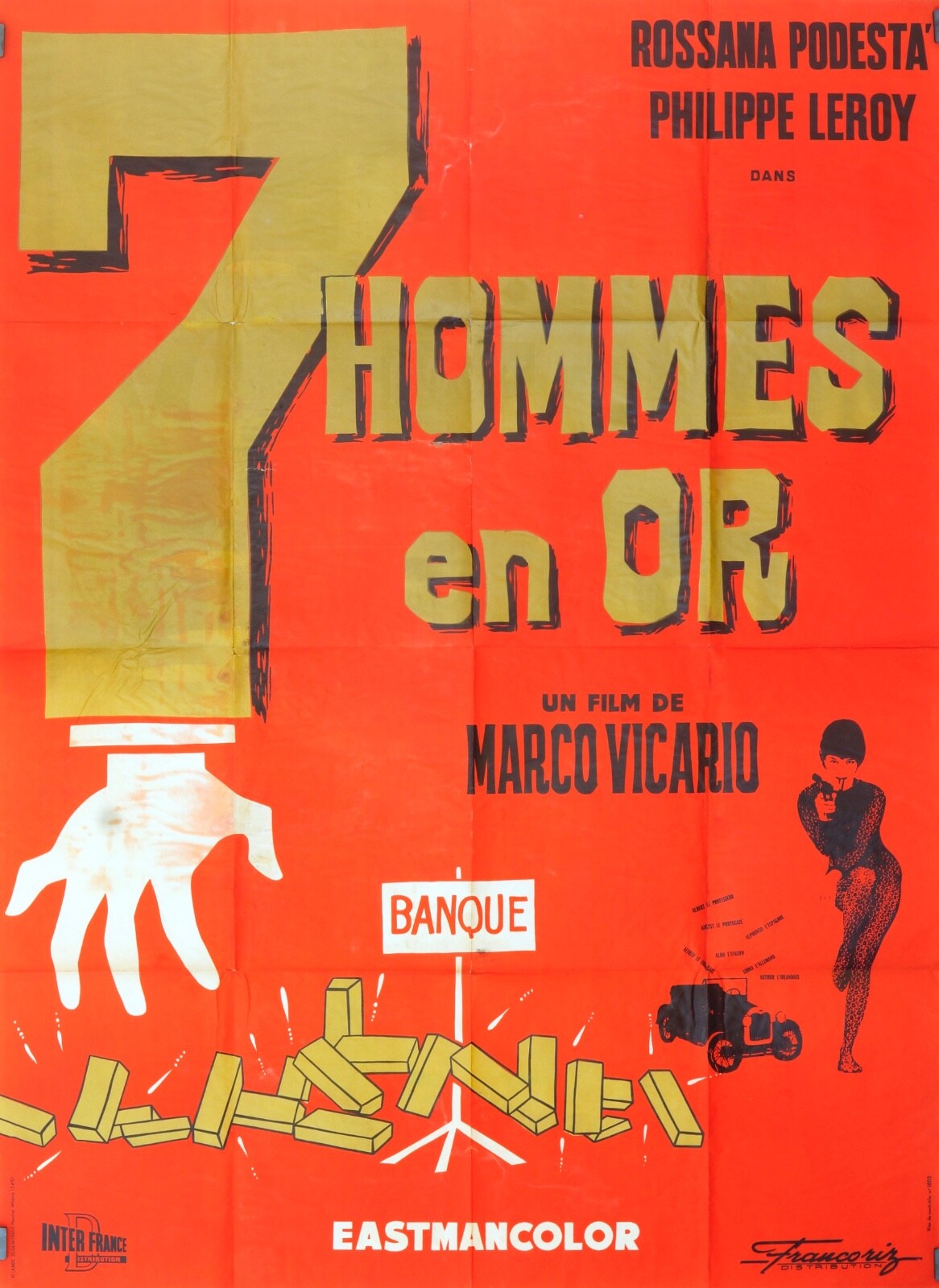 7 HOMMES EN OR DE ROSSANA PODESTA MOVIE POSTER ORIGINAL 120x160