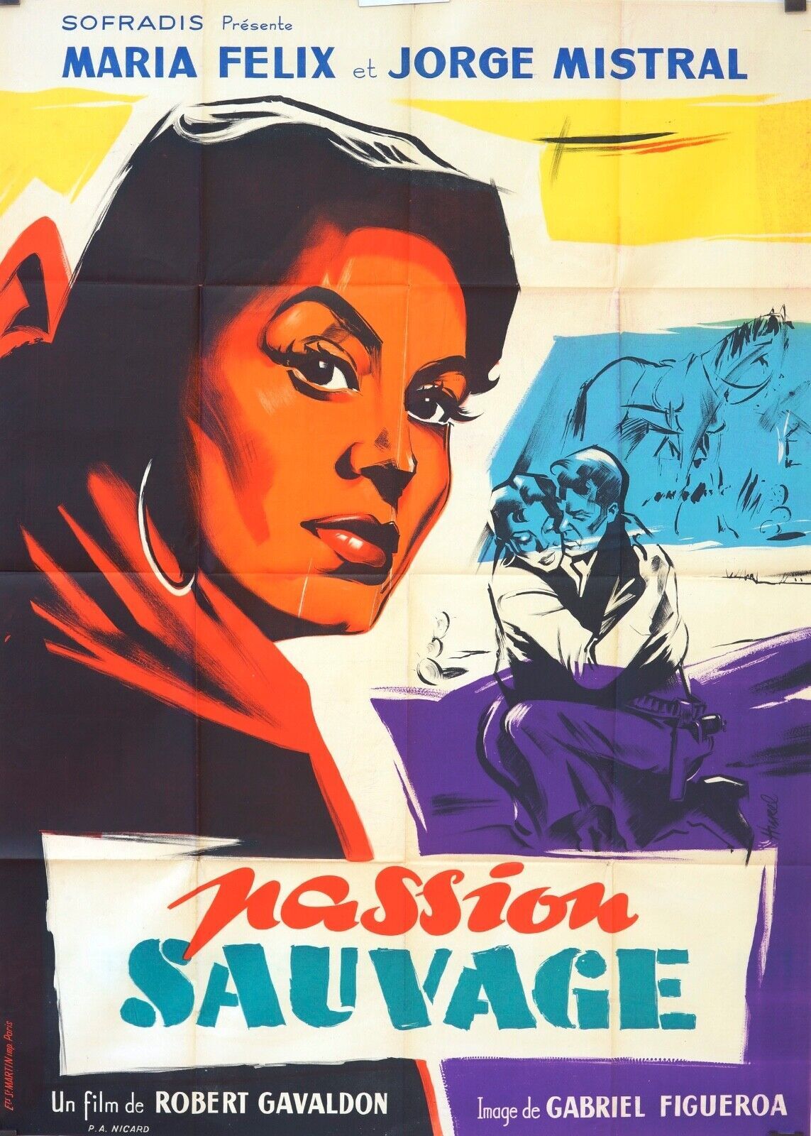PASSION SAUVAGE MOVIE POSTER ORIGINAL 120x160 MARIA FELIX