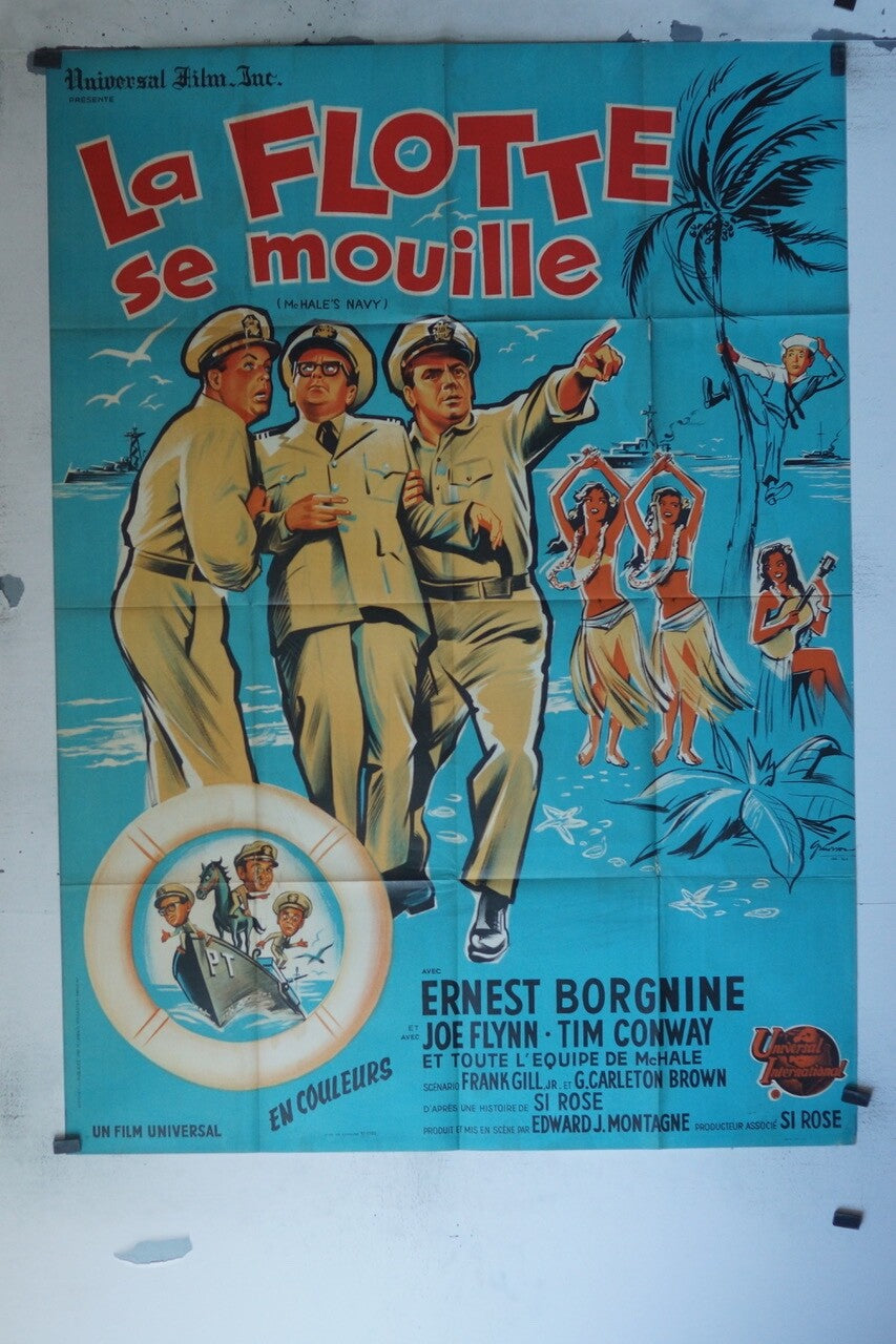 LA FLOTTE SE MOUILLE MOVIE POSTER ORIGINAL 120x160 ERNEST BORGNINE