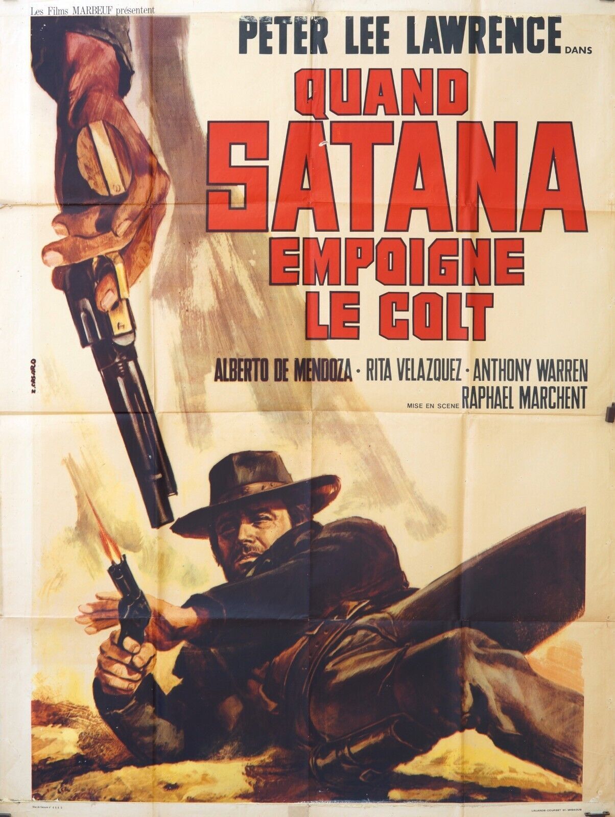 QUAND SATANA EMPOIGNE LE COLT, MOVIE POSTER ORIGINAL 120x160, PETER LEE LAWRENCE