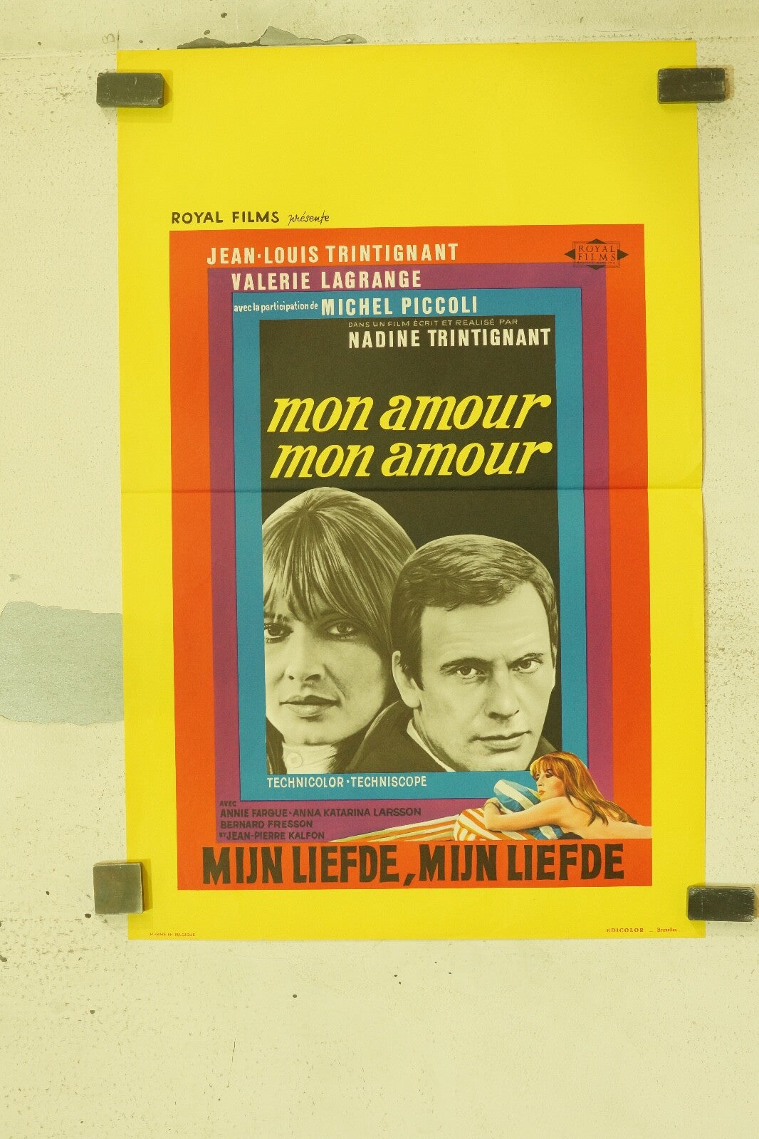 MON AMOUR MON AMOUR, BELGIAN MOVIE POSTER ORIGINAL 54x36 JEAN-LOUIS TRINTIGNANT