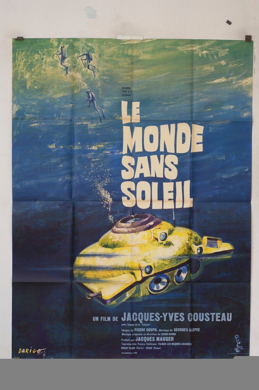 LE MONDE SANS SOLEIL MOVIE POSTER ORIGINAL 120x160 JEAN YVES COUSTEAU