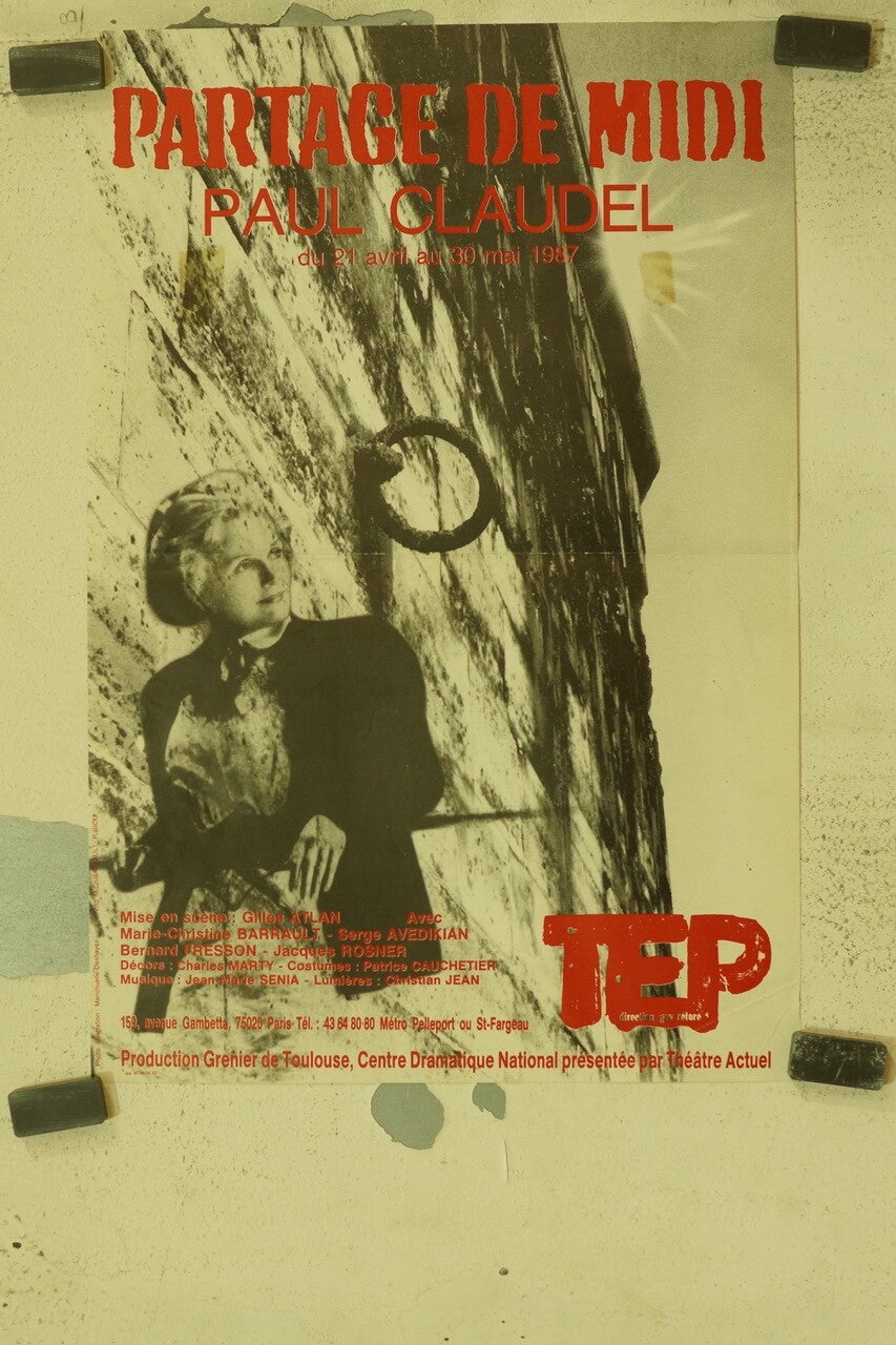 AFFICHE DE THÉÂTRE «PARTAGE DE MIDI» 30X45 PAUL CLAUDEL