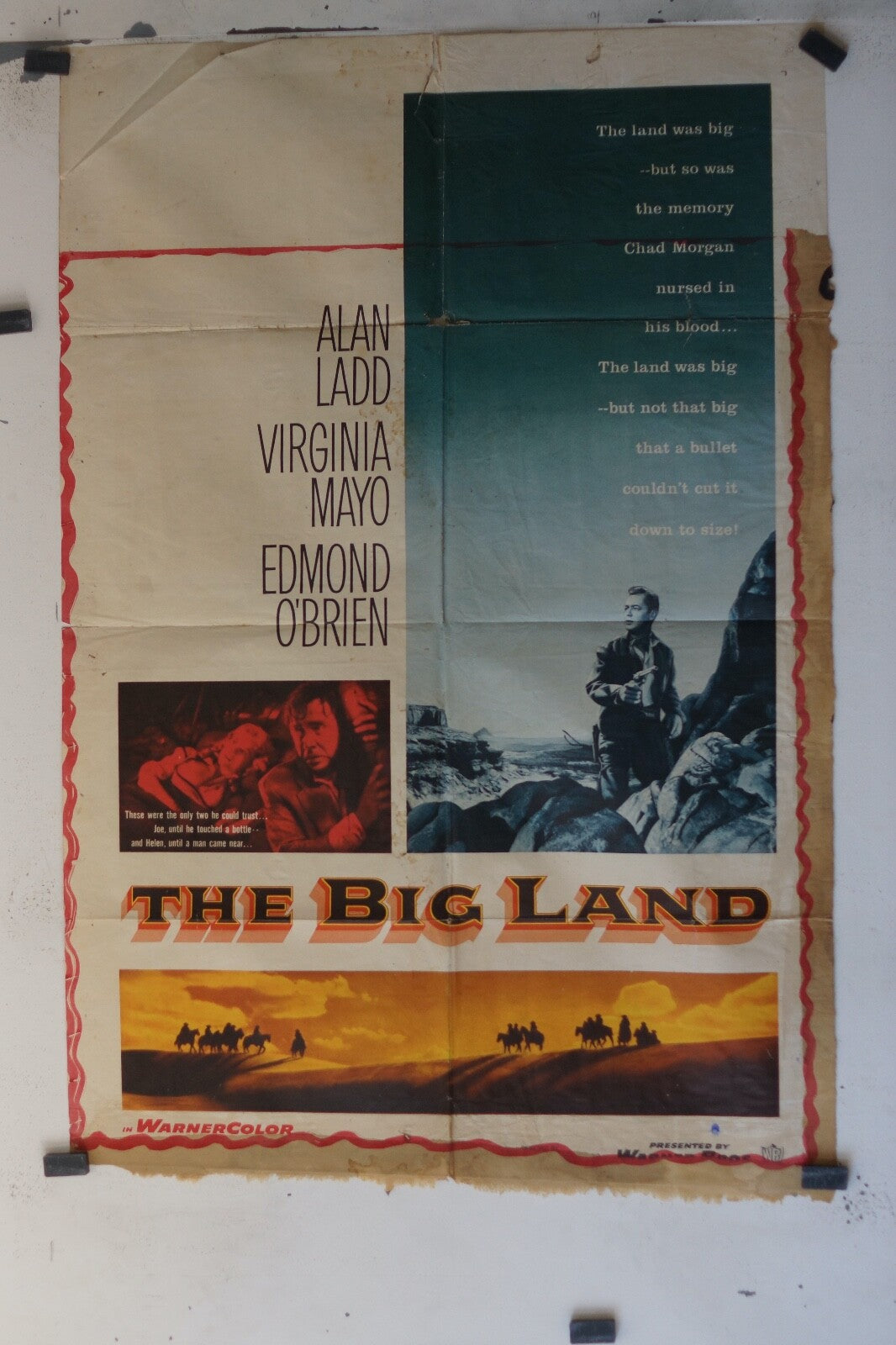 THE BIG LAND (1957) ORIGINAL MOVIE POSTER ALAN LADD, VIRGINIA MAYO