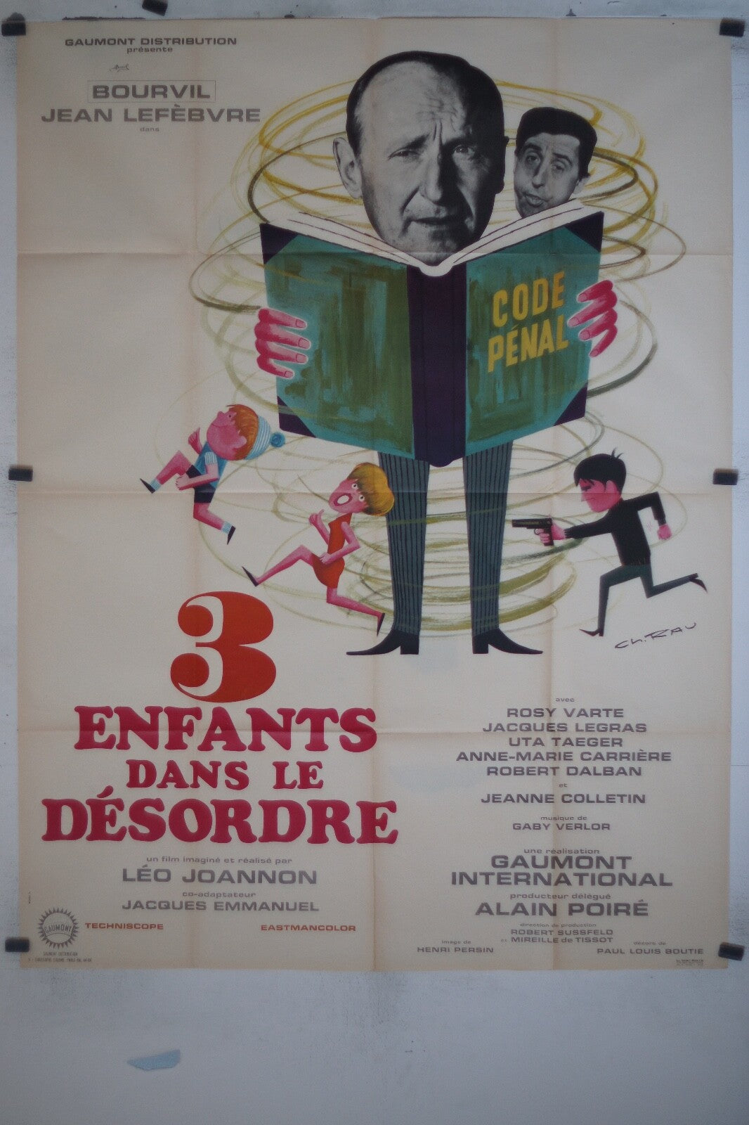 3 ENFANTS DANS LE DESORDRE MOVIE ORIGINAL POSTER (120x160), André Bourvil