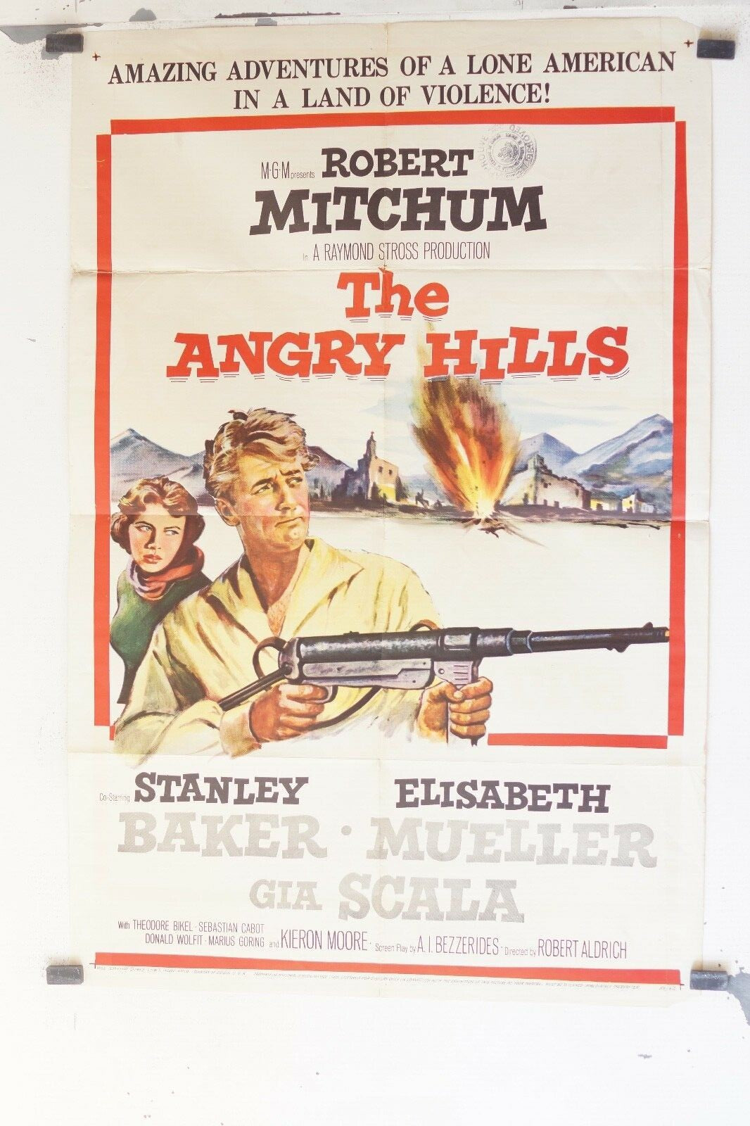 THE ANGRY HILLS POSTER ORIGINAL 69x103, Robert Aldrich, Robert Mitchum