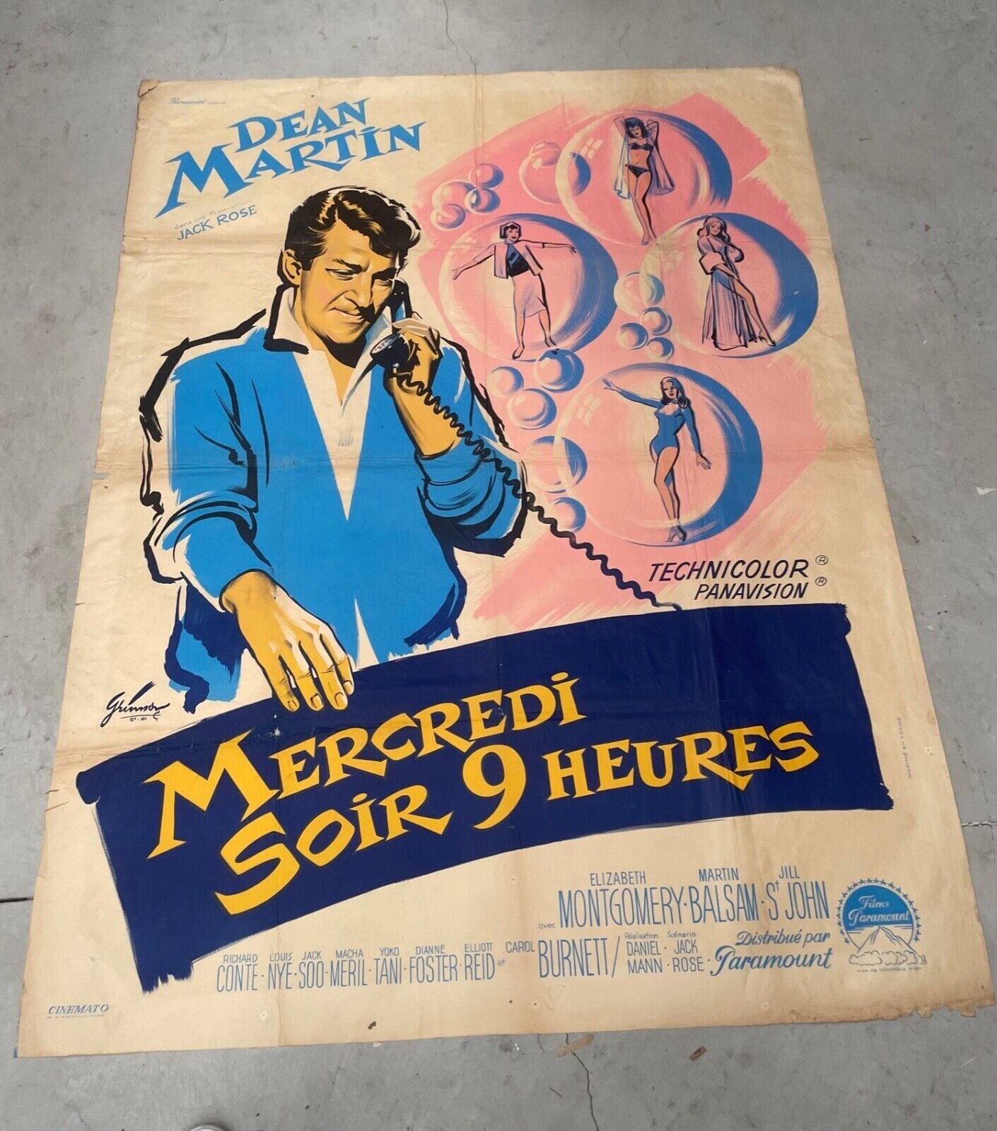 LE MERCREDI SOIR 9 HEURES Original Movie Poster 120X160 DEAN MARTIN