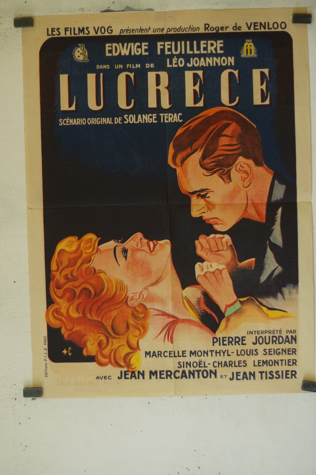 LUCRECE MOVIE POSTER ORIGINAL (60X80) EDWIGE FEUILLERE – PIERRE JOURDAN