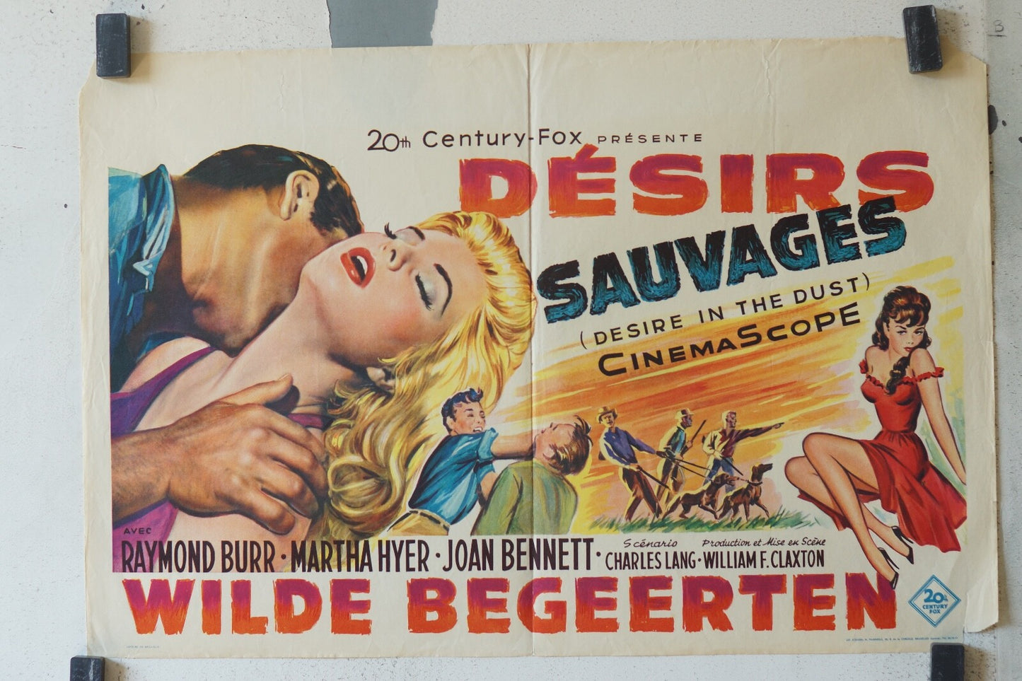 DESIRS SAUVAGES POSTER ORIGINAL 35X55 Raymond Burr, Martha Hyer