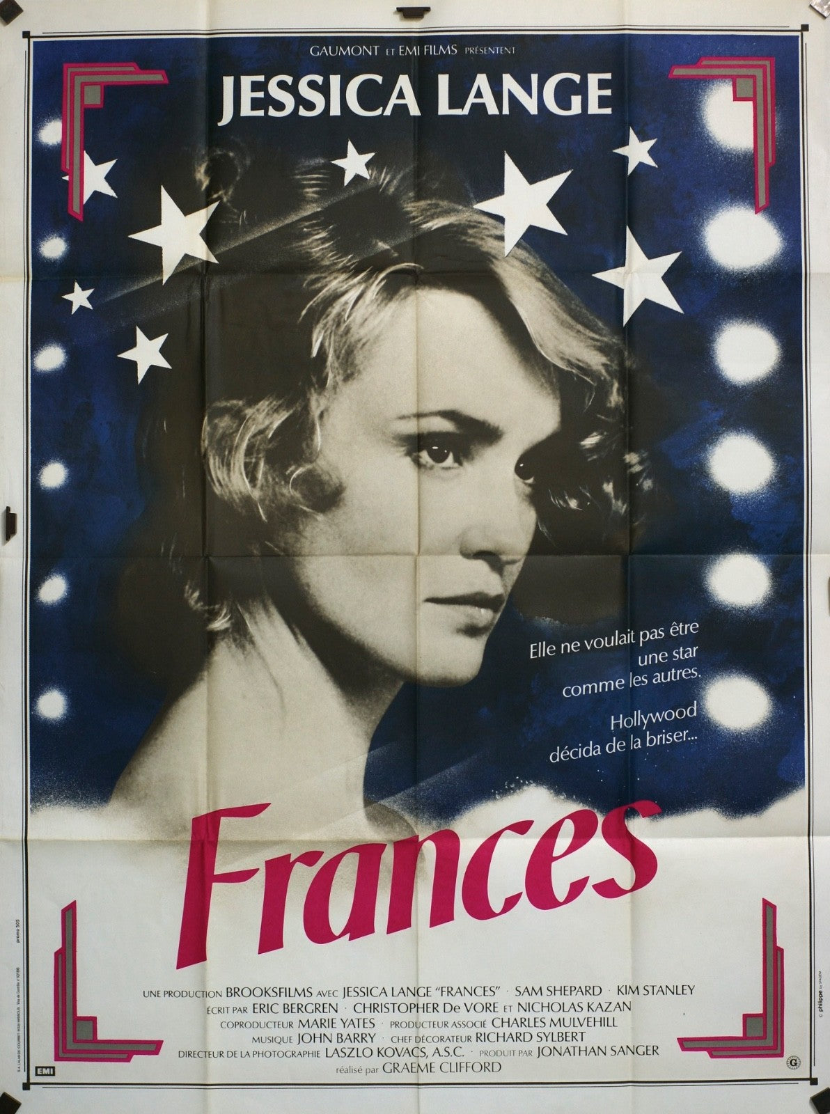 FRANCES JESSICA LANGE MOVIE POSTER ORIGINAL 120x160