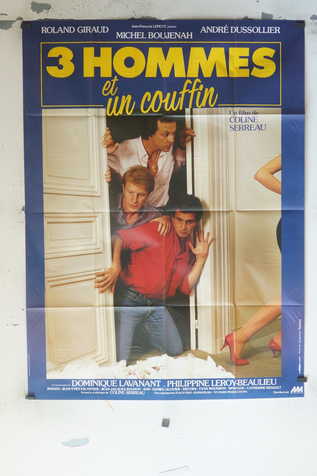 3 HOMMES ET UN COUFFIN MOVIE POSTER ORIGINAL 120x160 ROLAND GIRAUD