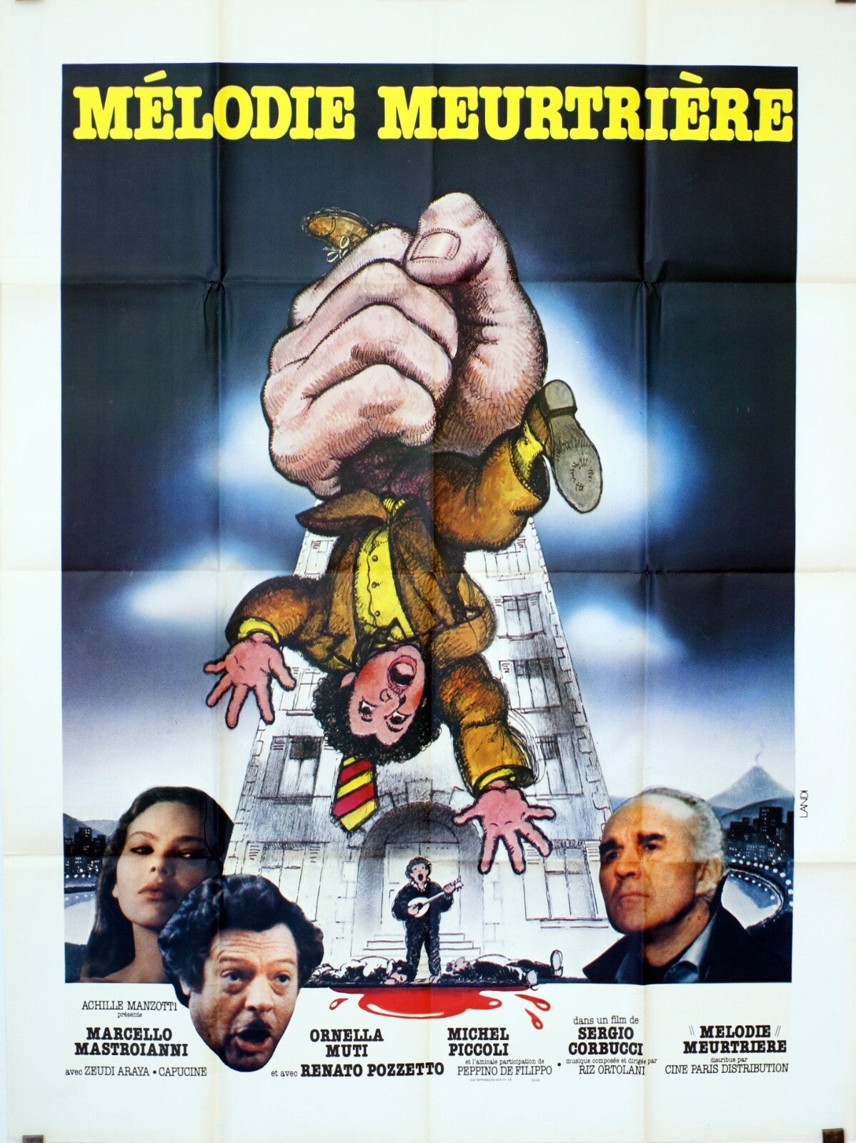 MÉLODIE MEURTRIÈRE MOVIE POSTER ORIGINAL 120x160 MARCELLO MASTROIANNI