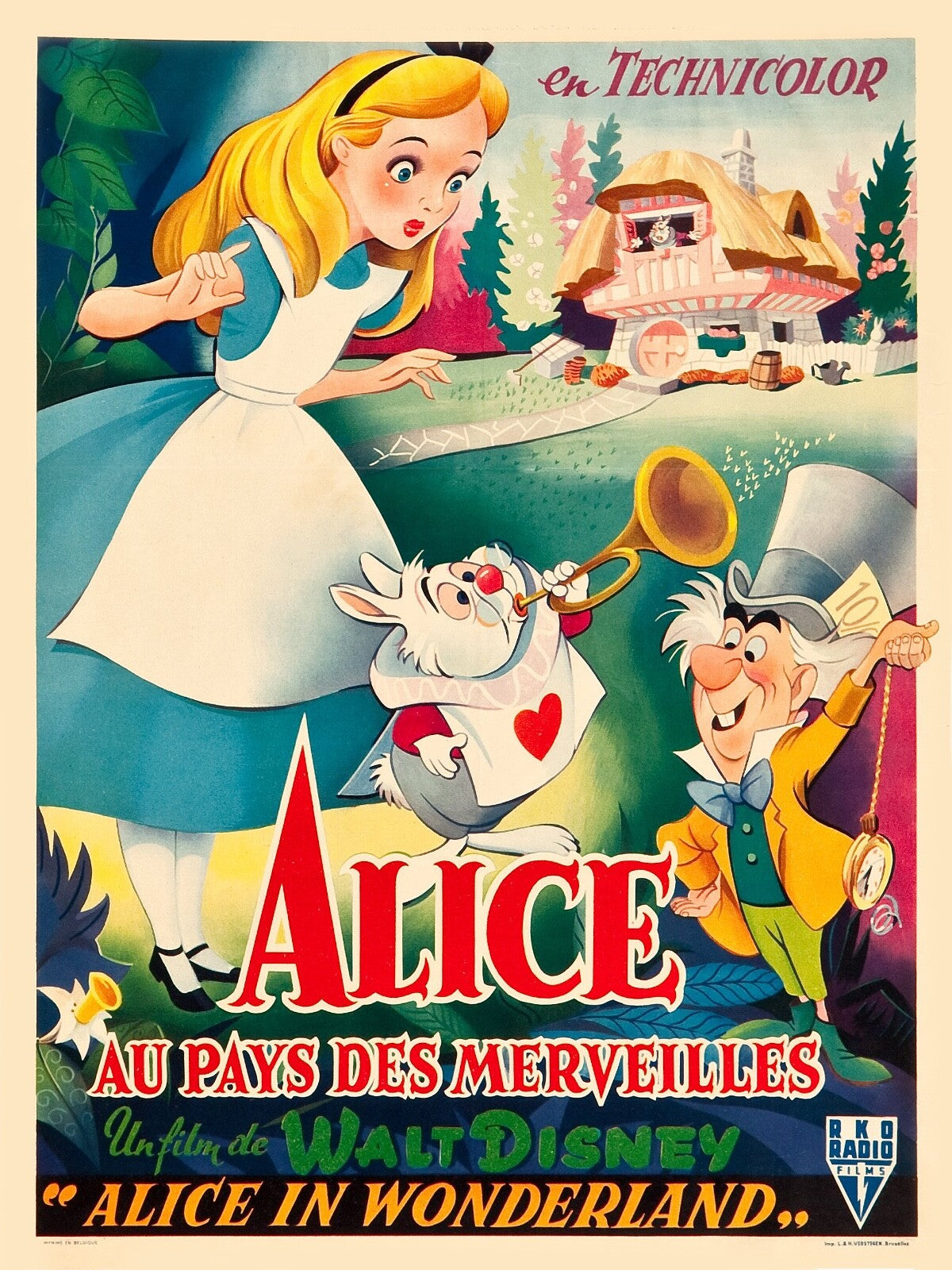 ALICE AU PAYS DE MERVEILLE MOVIE POSTER 40x60 ALICE IN WONDERLAND, DISNEY MOVIE