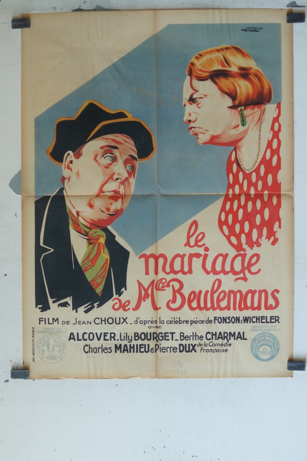 LE MARIAGE DE MLLE BEULEMANS POSTER ORIGINAL (60X80) ALCOVER- LILY BOURGET