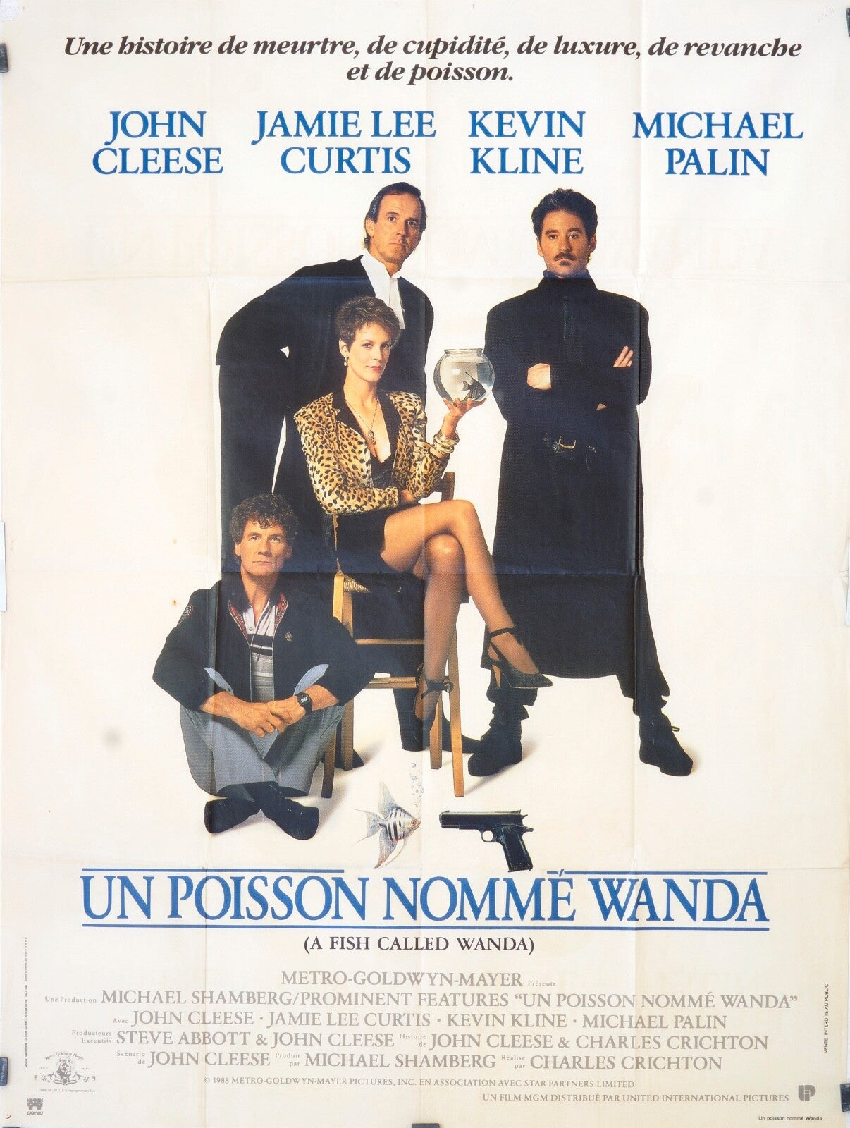 UN POISSON NOMMÉ WANDA MOVIE POSTER ORIGINAL 120x160 JOHN CLEESE