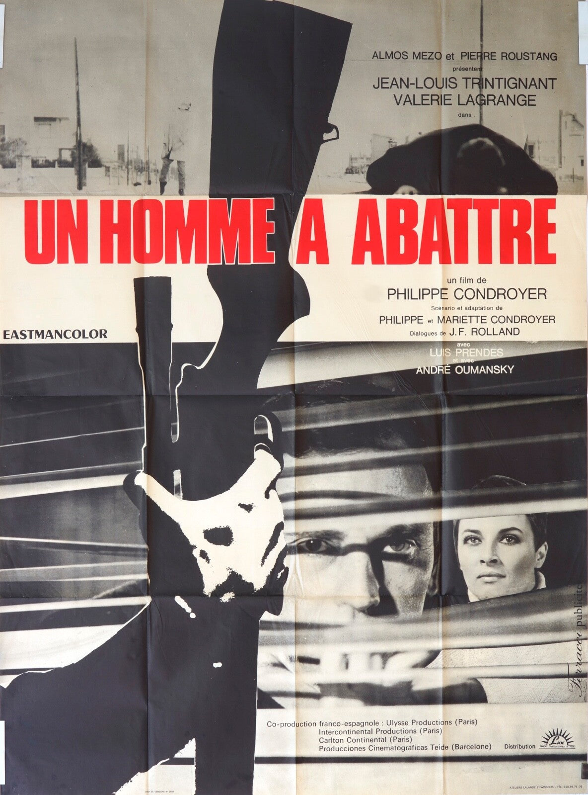 UN HOMME A ABATTRE ORIGINAL120x160 JEAN-LOUIS TRINTIGNANT