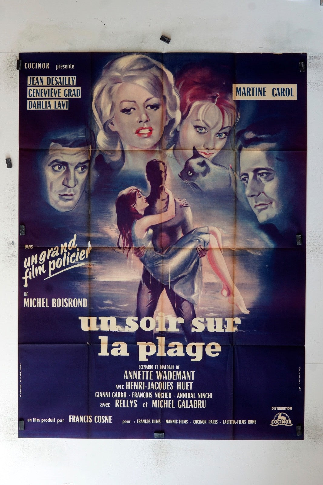UN SOIR SUR LA PLAGE JEAN DESAILLY MOVIE POSTER ORIGINAL (120x160)