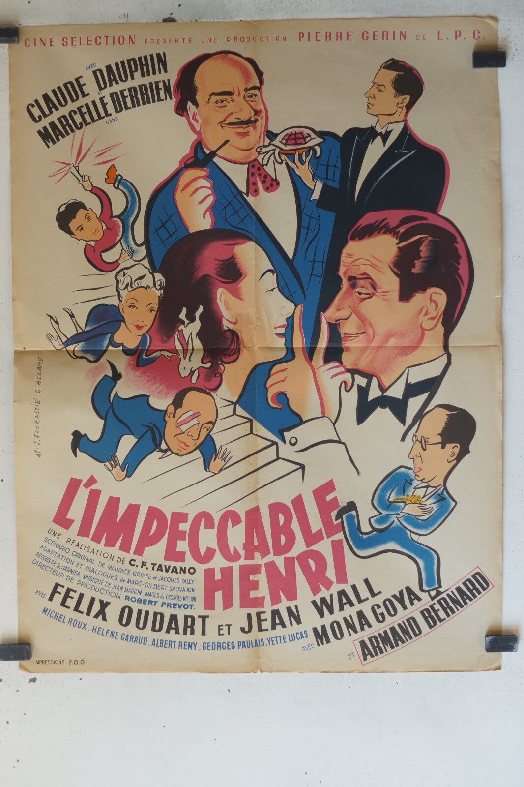 IMPECCABLE HENRI (L’) MOVIE POSTER ORIGINAL 60x80, Claude Dauphin.
