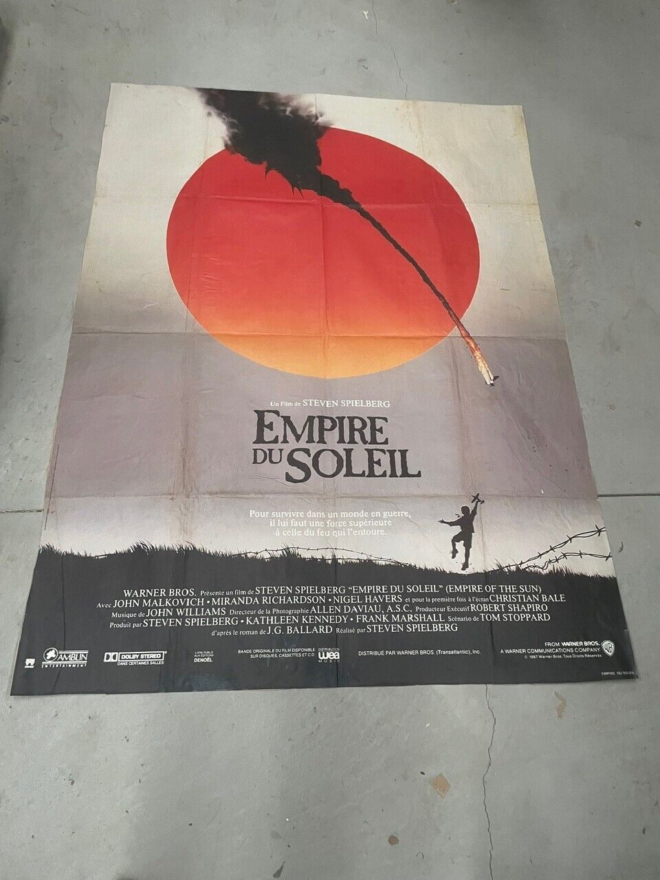 EMPIRE DU SOLEIL, STEVEN SPIELBERG , POSTER ORIGINAL SUR KRAFT (120X160)