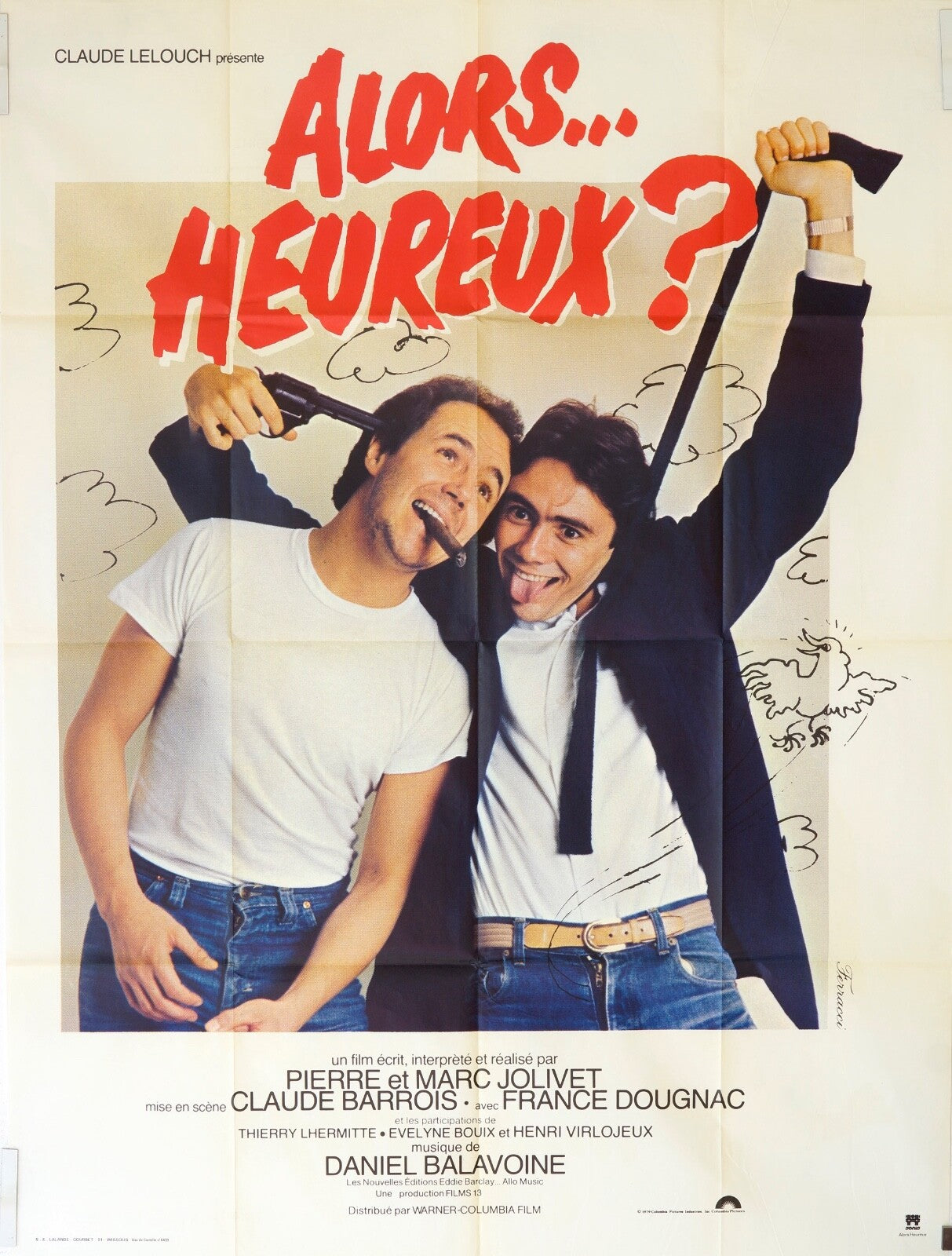 ALORS HEUREUX ORIGINAL MOVIE POSTER 120X160 PIERRE ET MARC JOLIVET