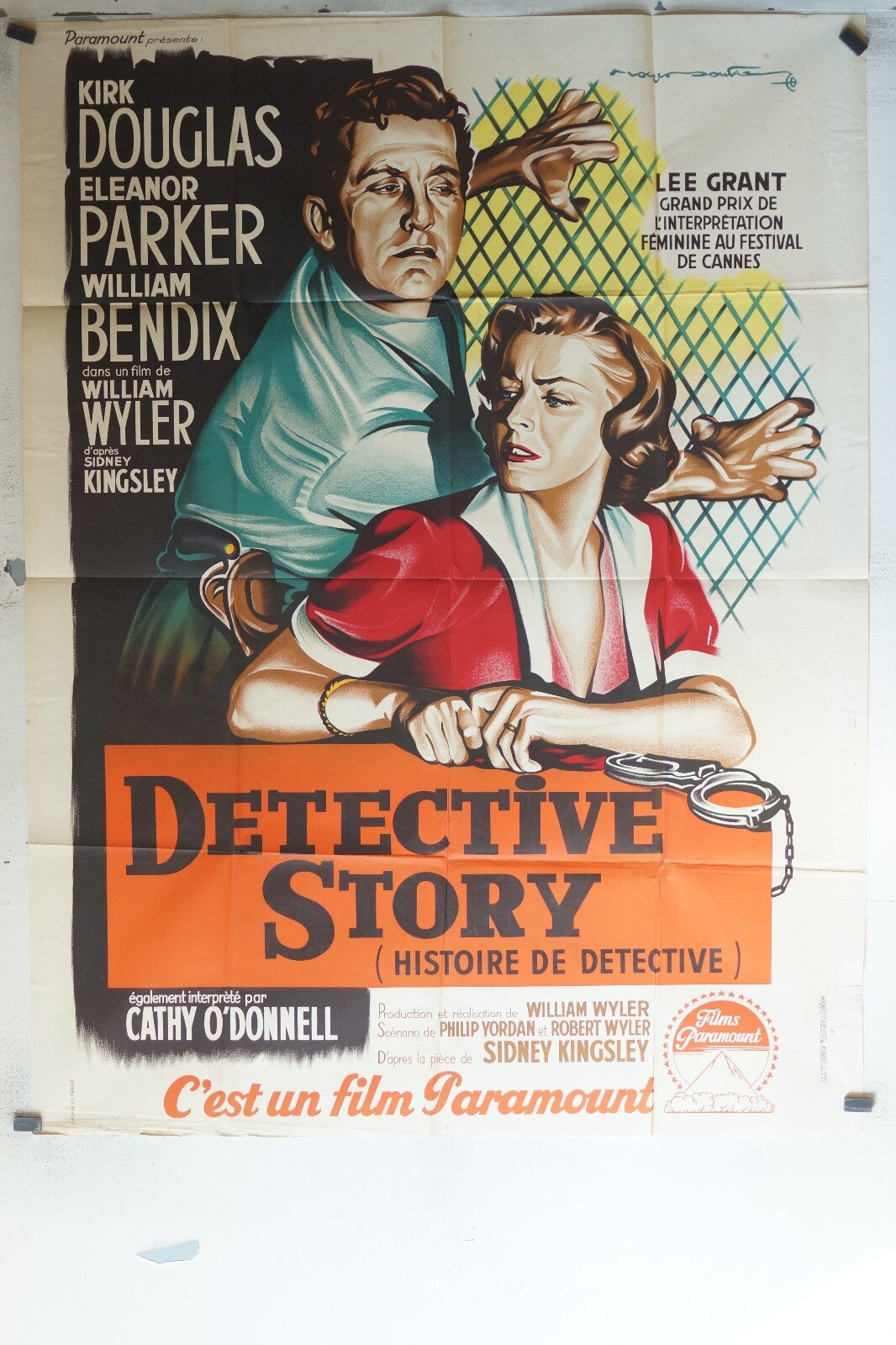 DETECTIVE STORY ORIGINAL MOVIE POSTER 120x160 Kirk Douglas , Eleanor Parker