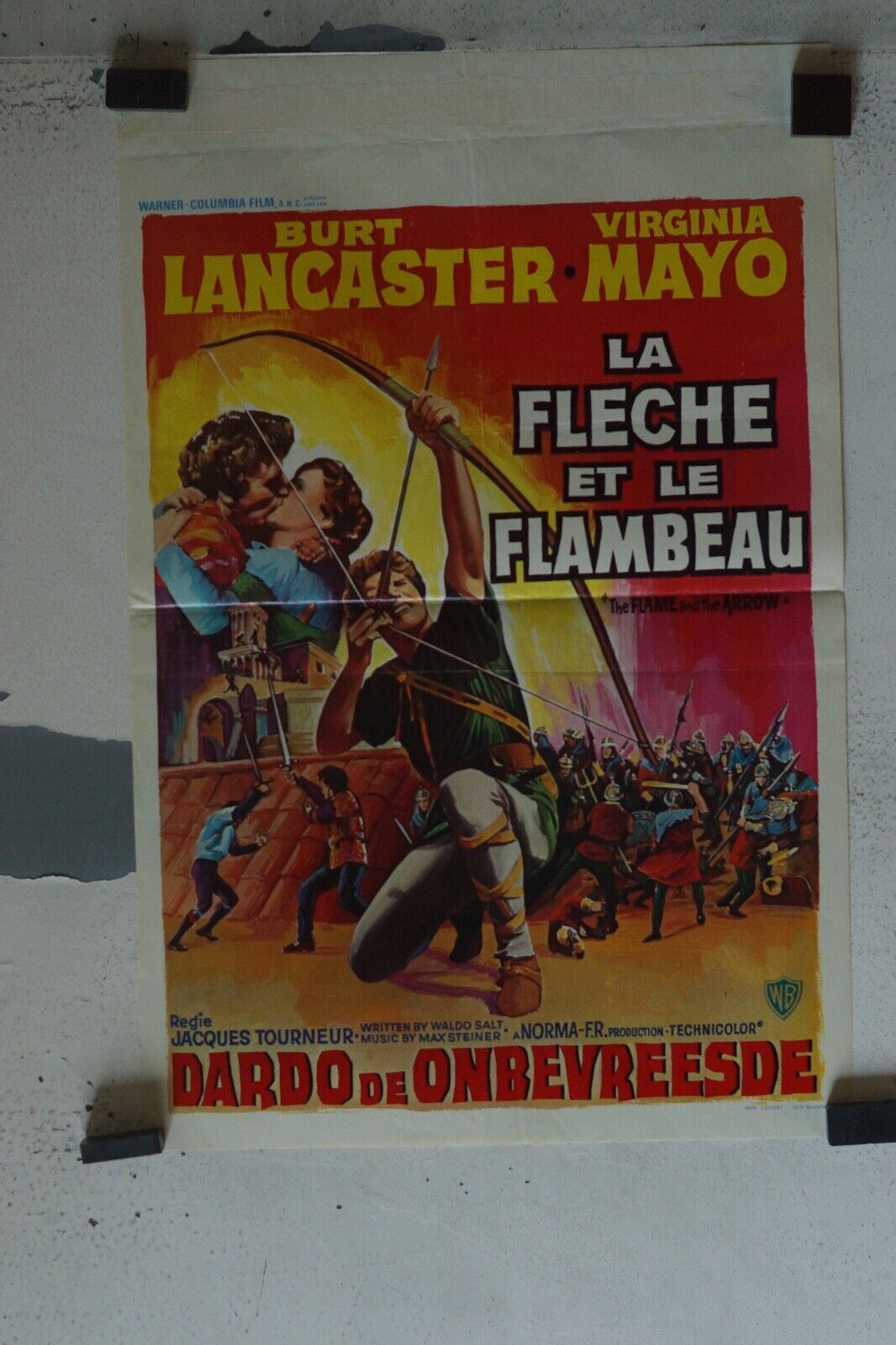 LA FLECHE ET LE FLAMBEAU ORIGINAL MOVIE POSTER 55X37 BURT LANCASTER