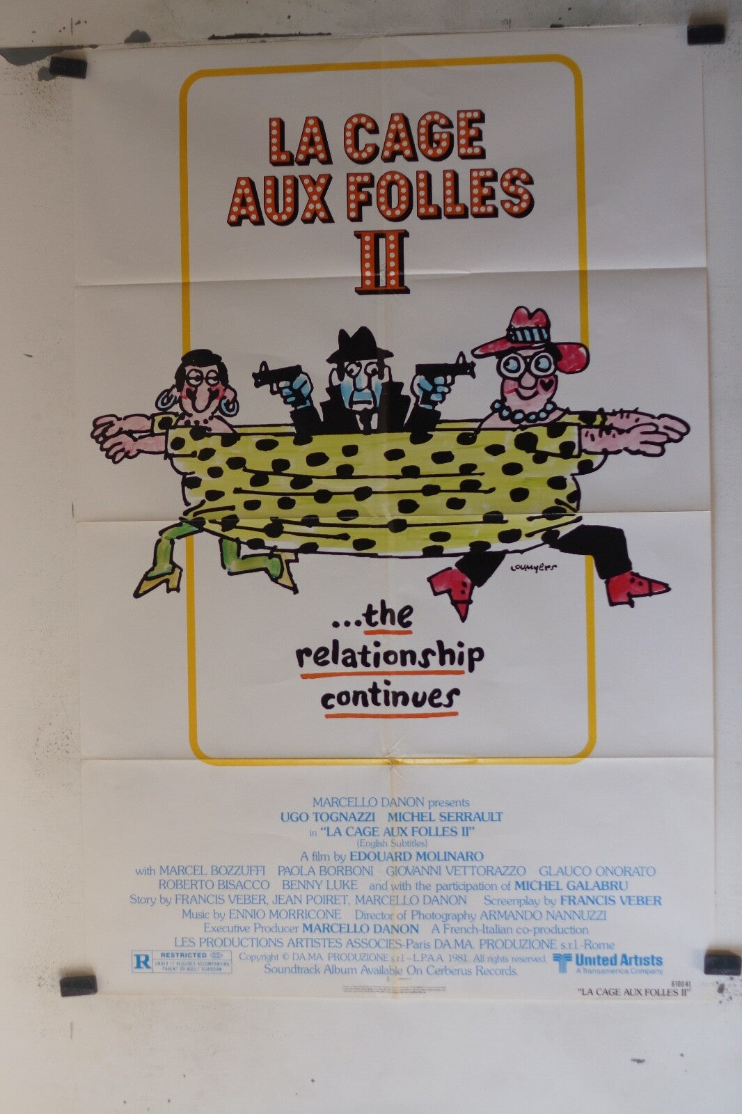 LA CAGE AUX FOLLES 2 MOVIE POSTER 70x100 MARCEL BOZZUFFI, PAOLA BORBONI