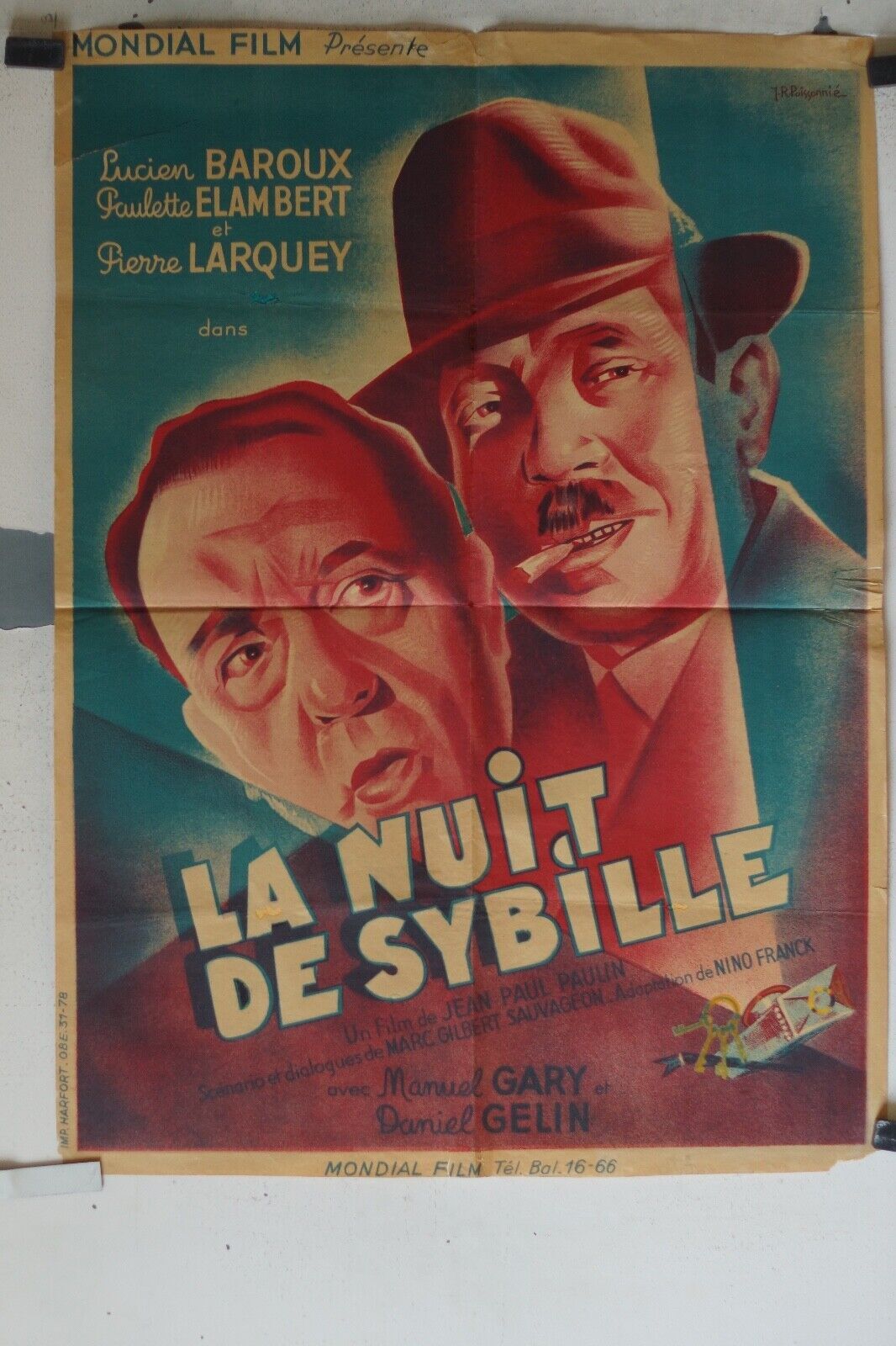 NUIT DE SYBILLE (LA)MOVIE POSTER ORIGINAL(60X80)Paulette Elambert ,Lucien Baroux