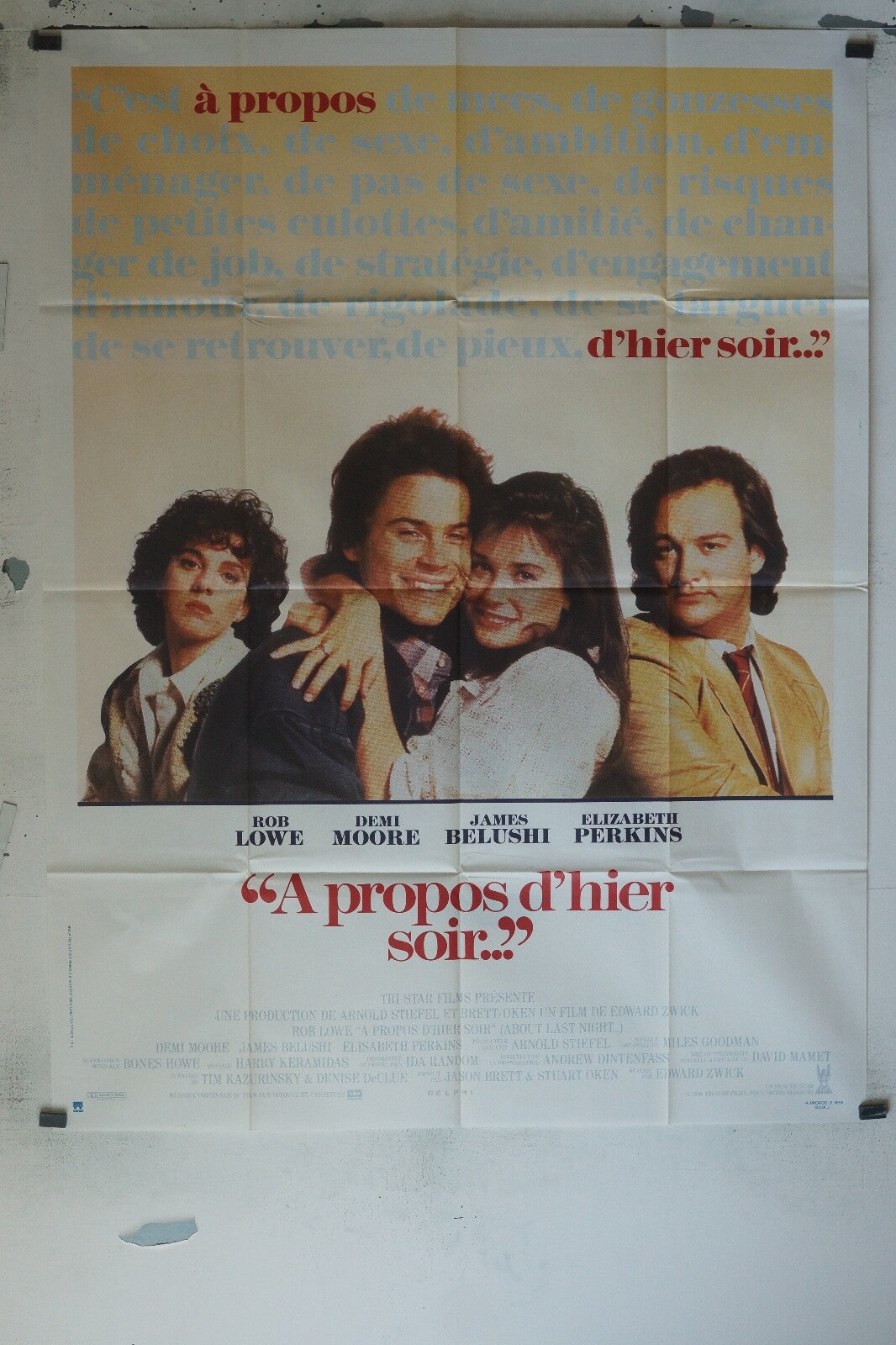 A PROPOS D’HIER SOIR POSTER ORIGINAL120x160 ROBE LOWE
