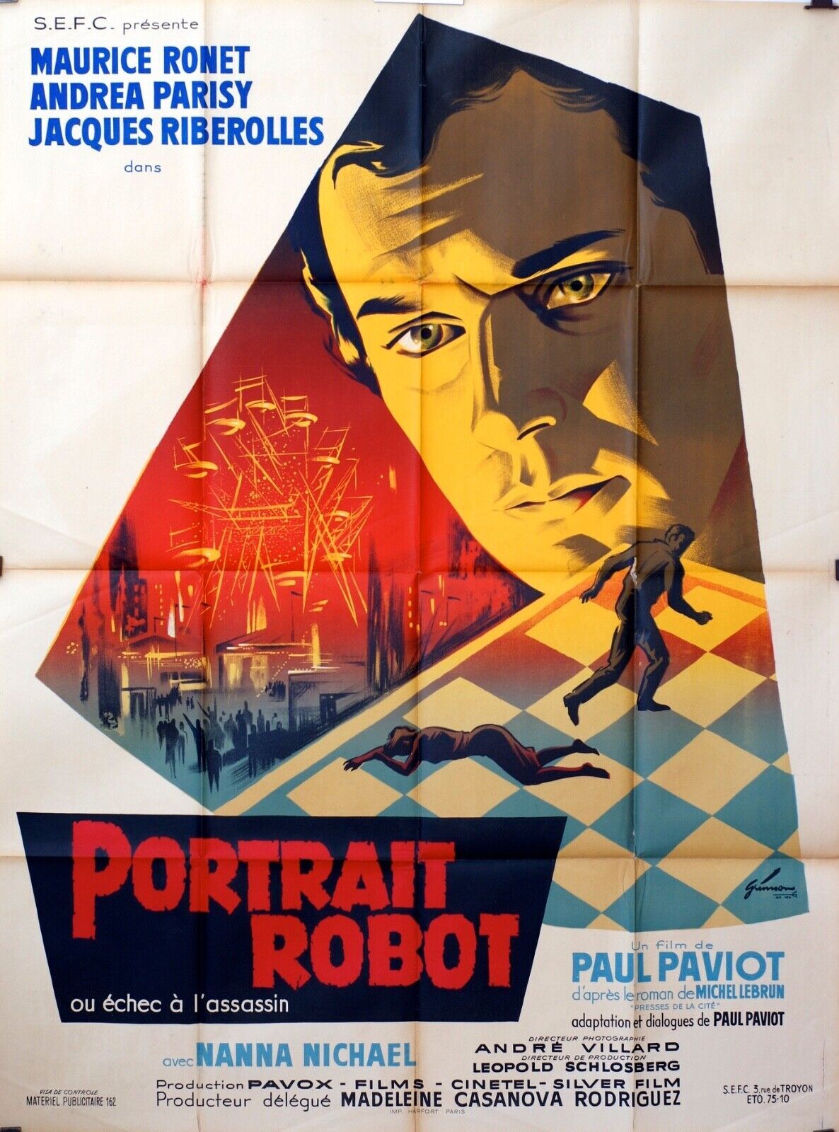 PORTRAIT ROBOT MOVIE POSTER ORIGINAL (120X160) MAURICE RONET