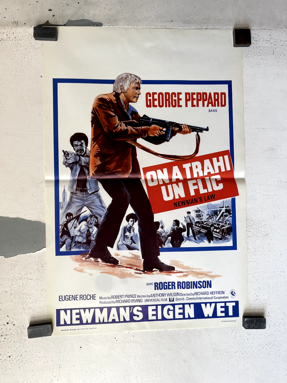 ON A TRAHI UN FLIC, BELGIAN MOVIE POSTER 36x54 GEORGE PEPPARD