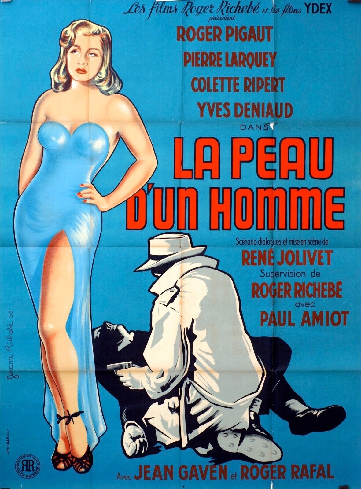 LA PEAU D’UN HOMME ORIGINAL MOVIE POSTER 120x160 ROGER PIGAUT