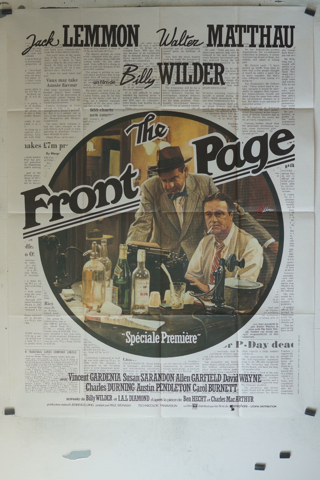 THE FRONT PAGE POSTER ORIGINAL 120x160 JACK LEMMON – WALTER MATTHAU