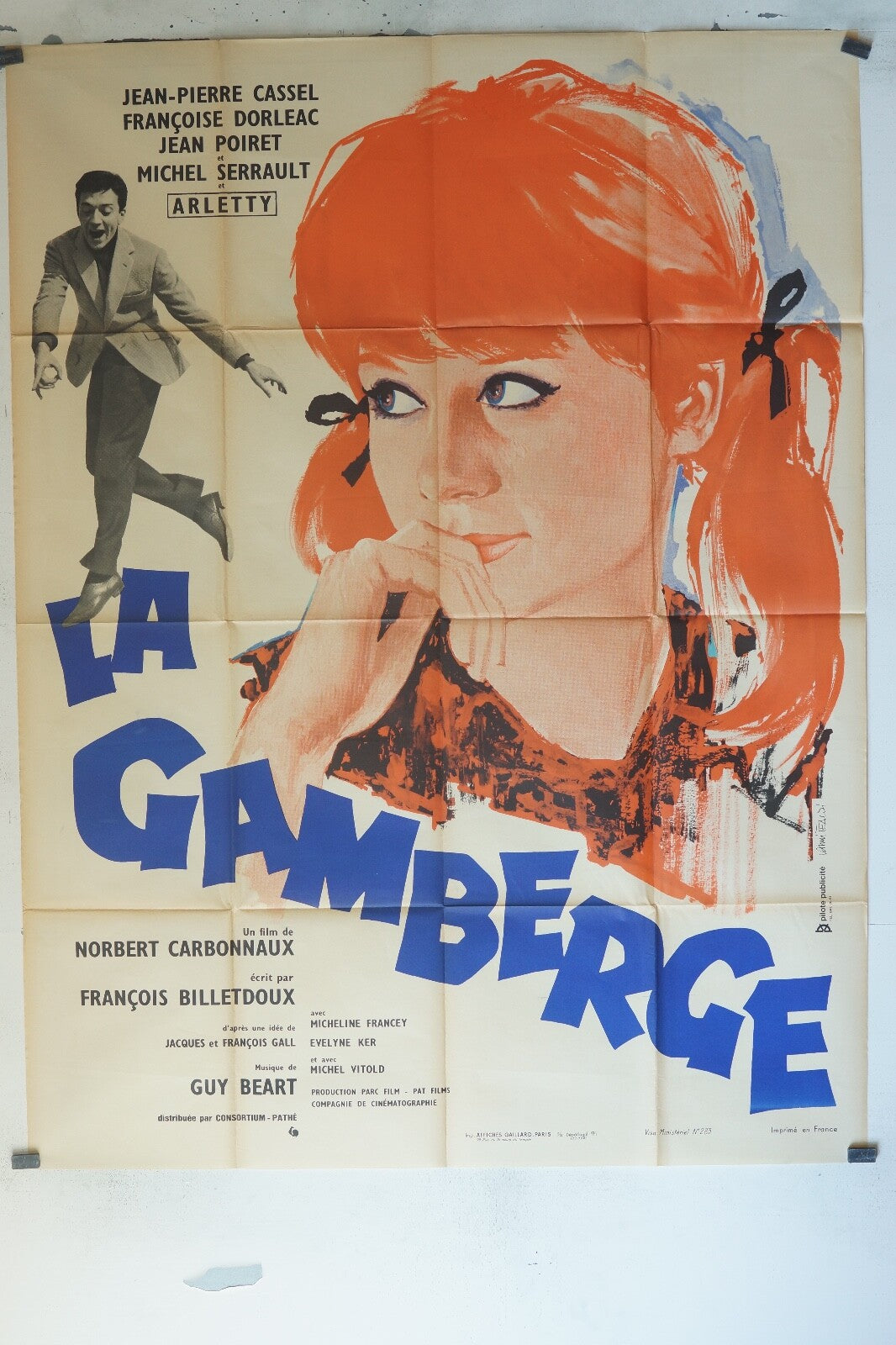 LA GAMBERGE MOVIE POSTER ORIGINAL 120x160 JEAN-PIERRE CASSEL