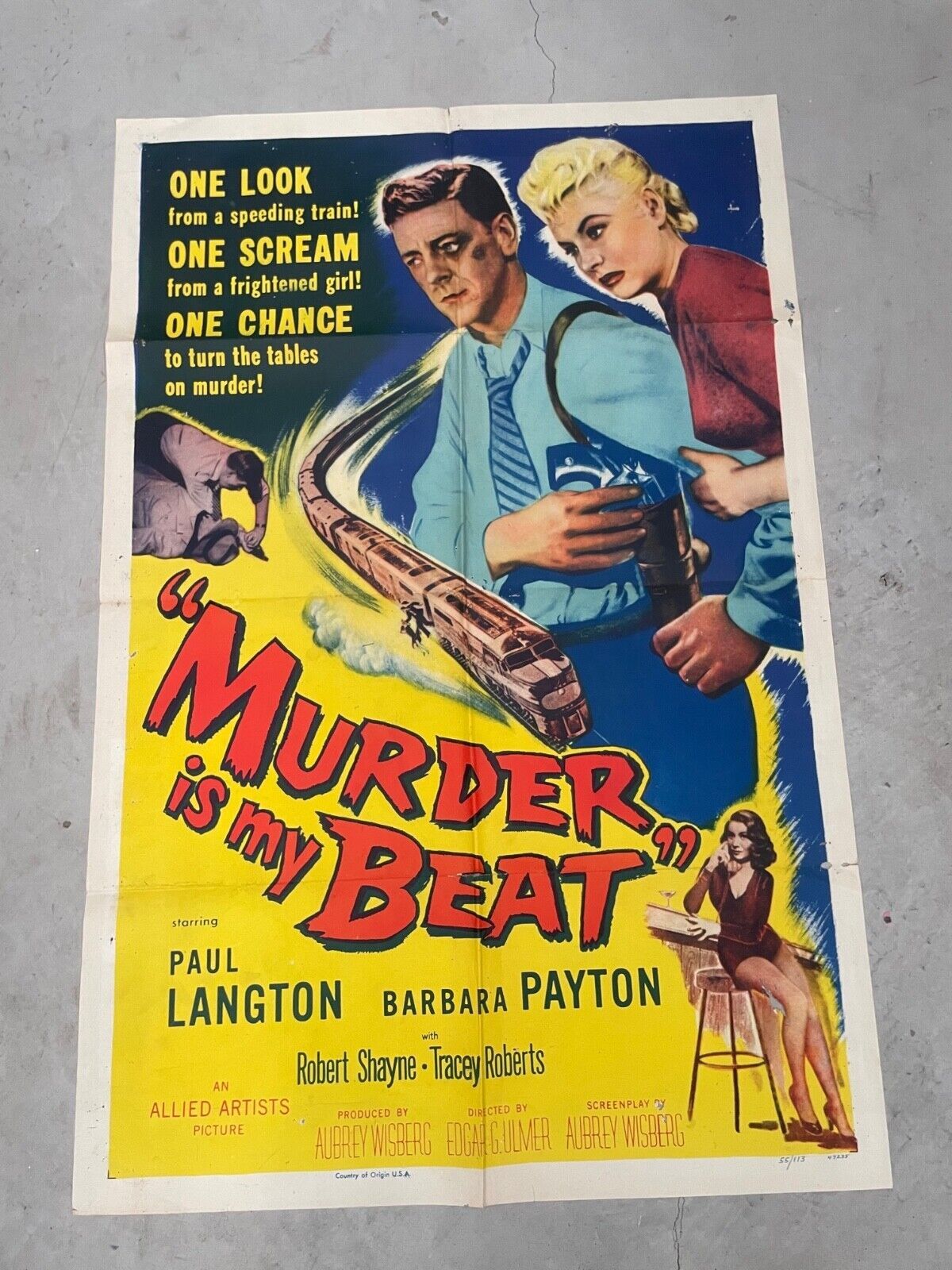 MURDER IN MY BEAT MOVIE POSTER ORIGINAL 60x80 PAUL LANGTON