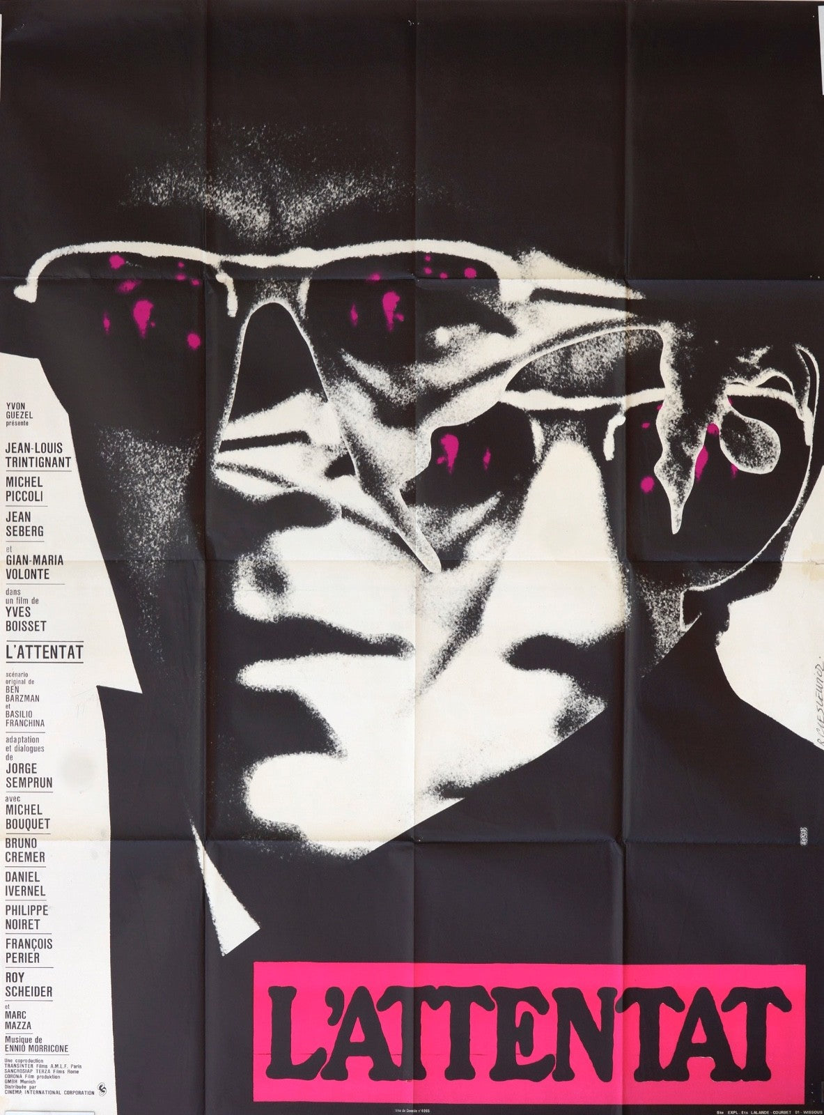 L’ATTENTAT JEAN-LOUIS TRINTIGNANT ORIGINAL POSTER ORIGINAL 120x160