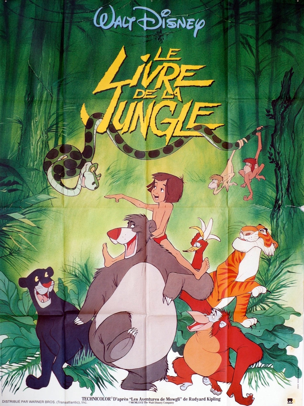 LE LIVRE DE LA JUNGLE WALT DISNEY MOVIE POSTER ORIGINAL 120x160