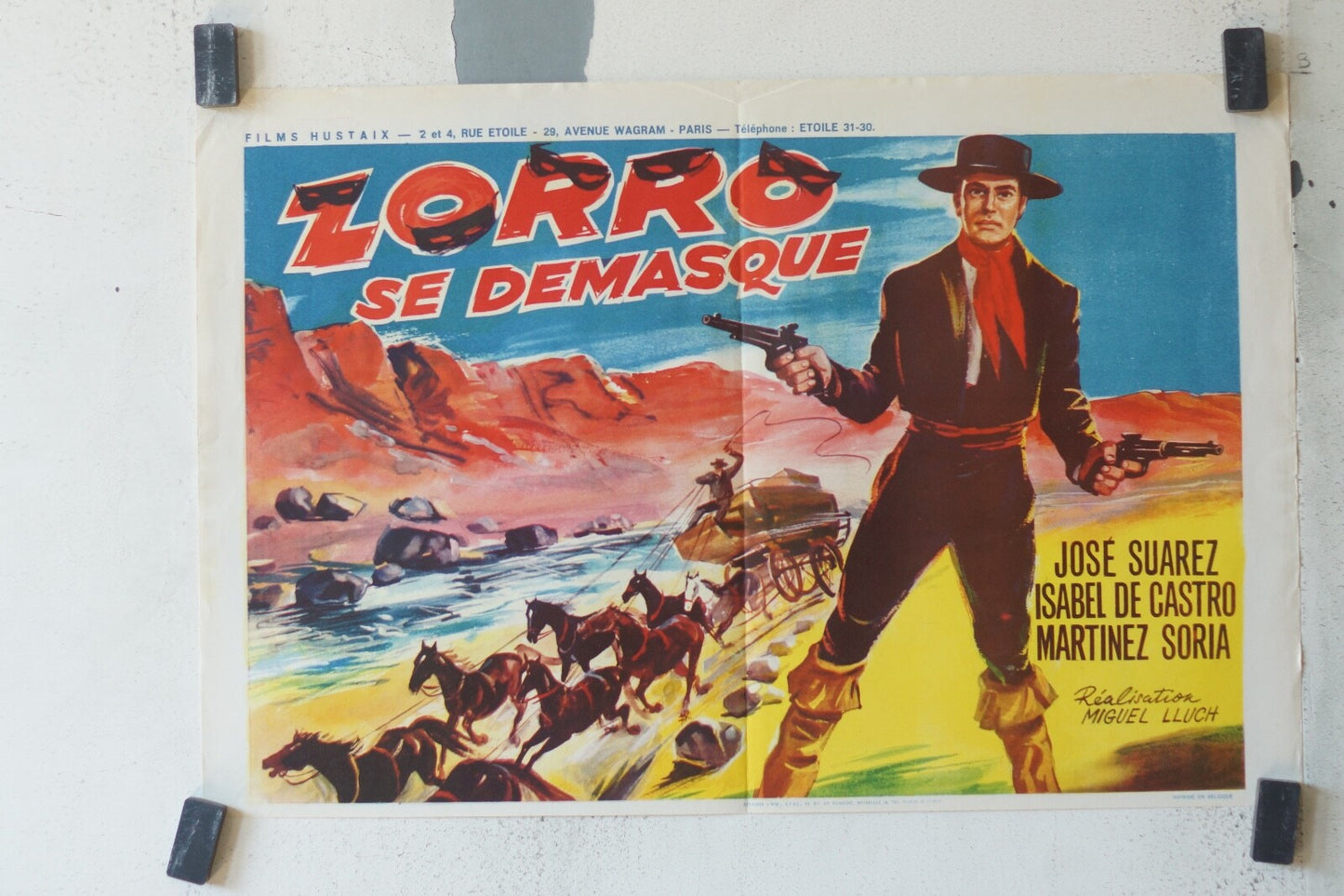 ZORRO SE DEMASQUE, BELGE MOVIE POSTER ORIGINAL 35x55 José Suarez ,