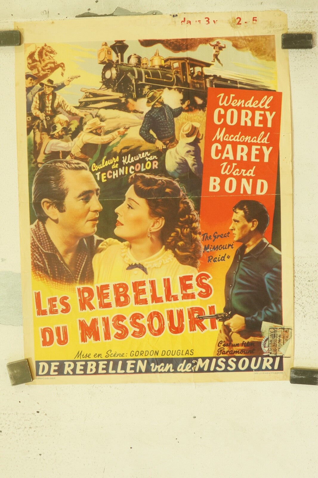 LES REBELLES DU MISSOURI, BELGIAN MOVIE POSTER 49x36 WENDELL COREY – MACDONAL