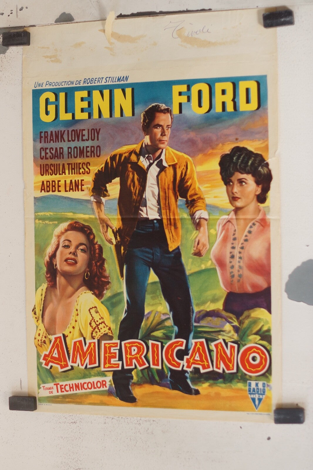 AMERICANO ORIGINAL movie poster (Belgium Version) 30x55 Glenn Ford