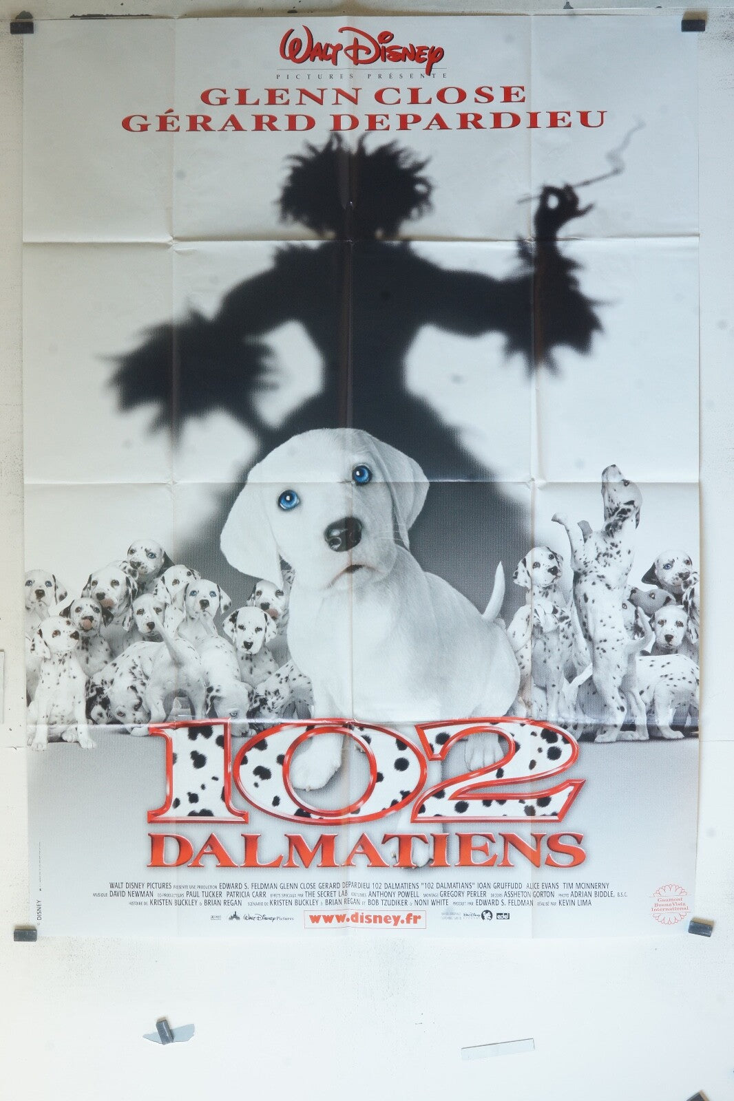 102 DALMATIENS MOVIE POSTER ORIGINAL 120x160 Glenn Close , Gérard Depardieu