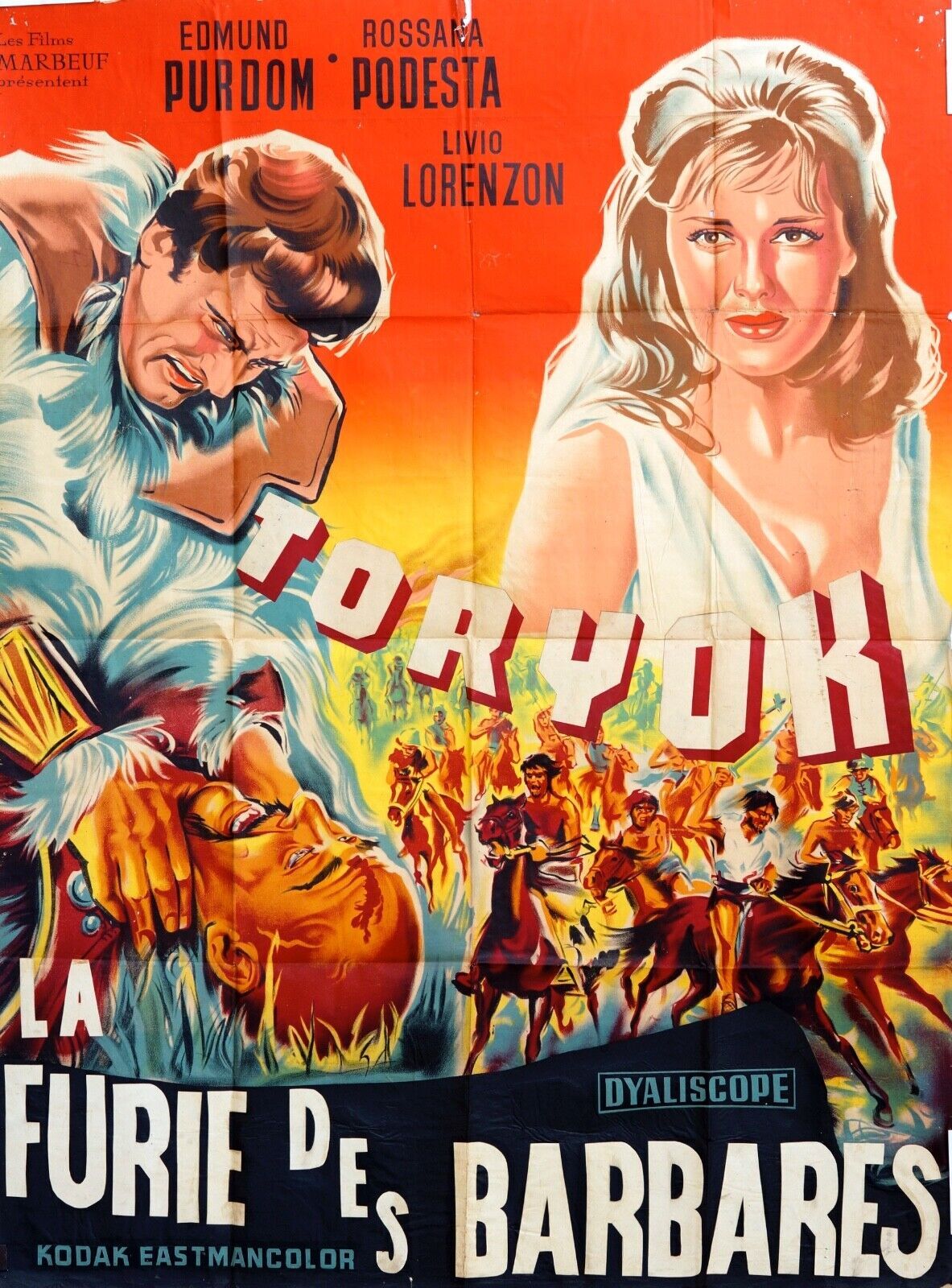 LA FURIE DES BARBARES MOVIE POSTER ORIGINAL 120x160 EDMOND PURDOM