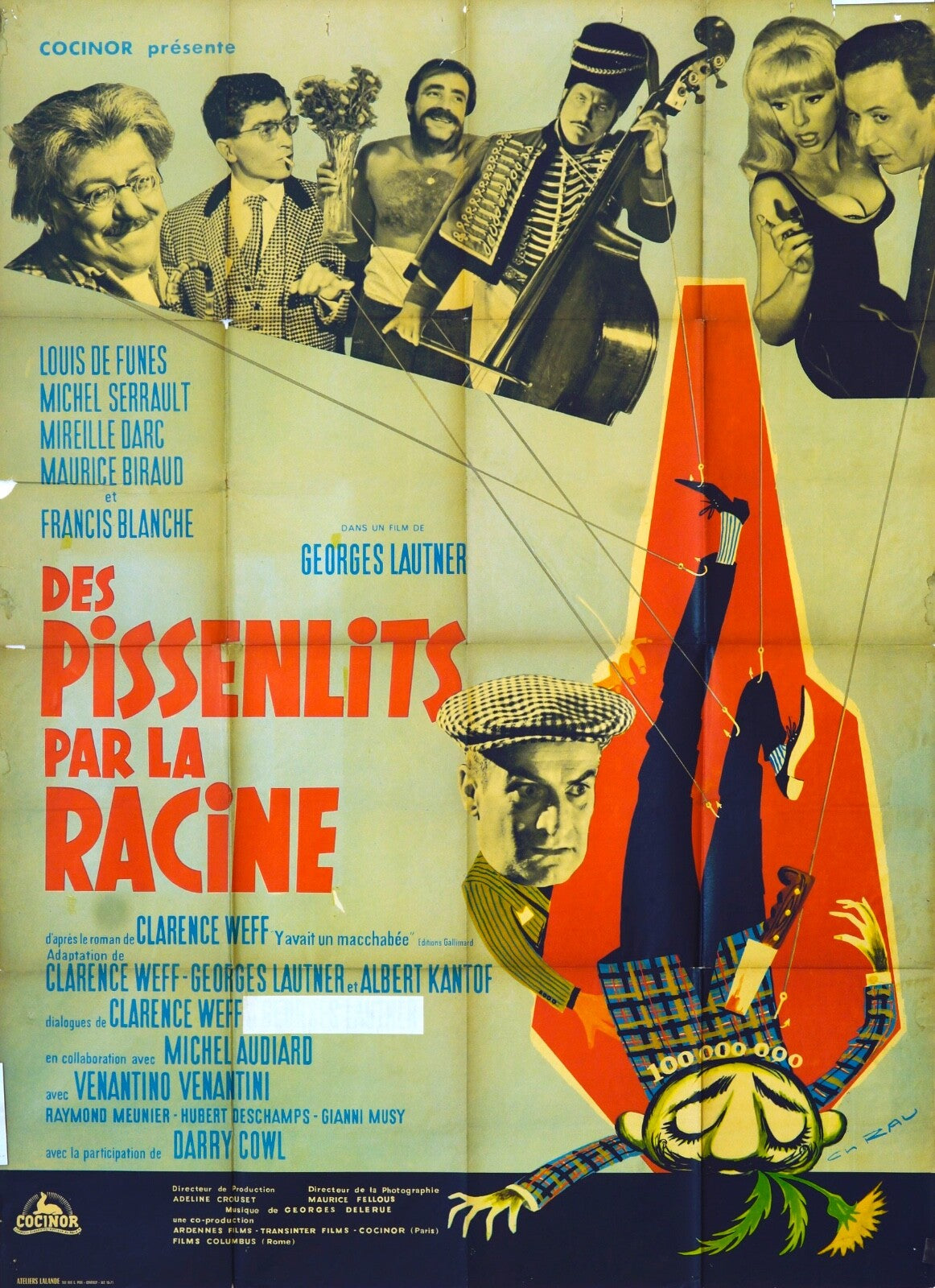DES PISSENLITS PAR LA RACINE MOVIE POSTER ORIGINAL 120x160 LOUIS DE FUNÈS