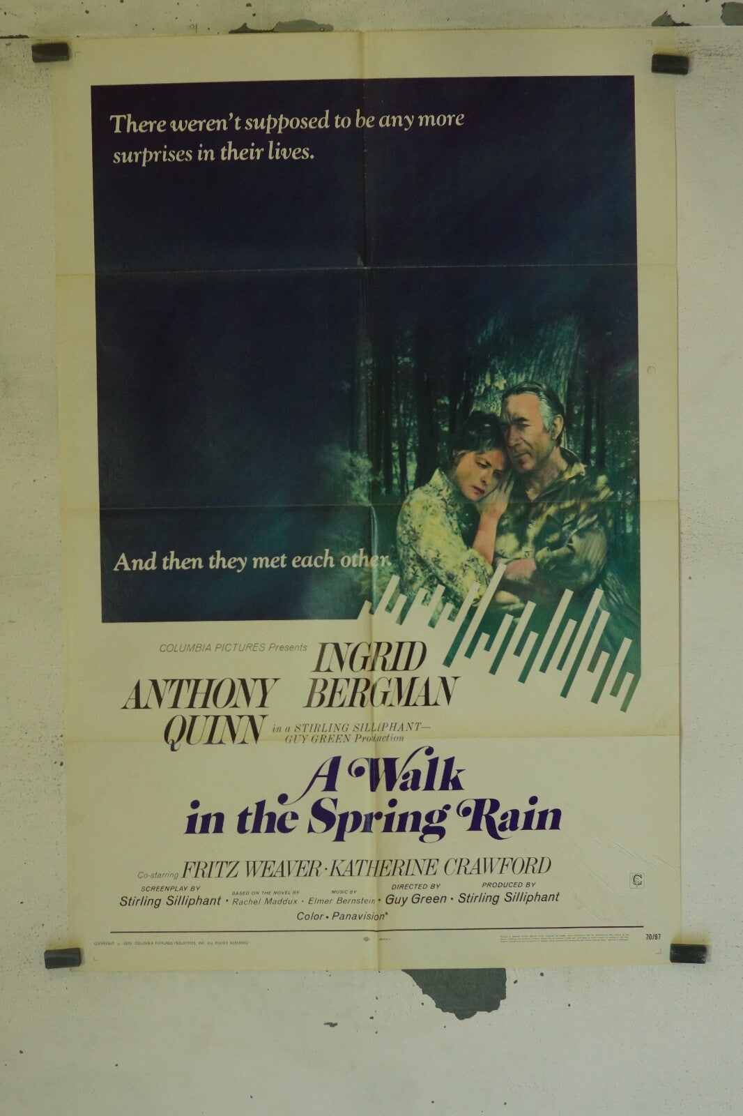 A WALK IN THE SPRING RAIN (70X100) ORIGINAL MOVIE ANTHONY QUINN, INGRID BEGMAN