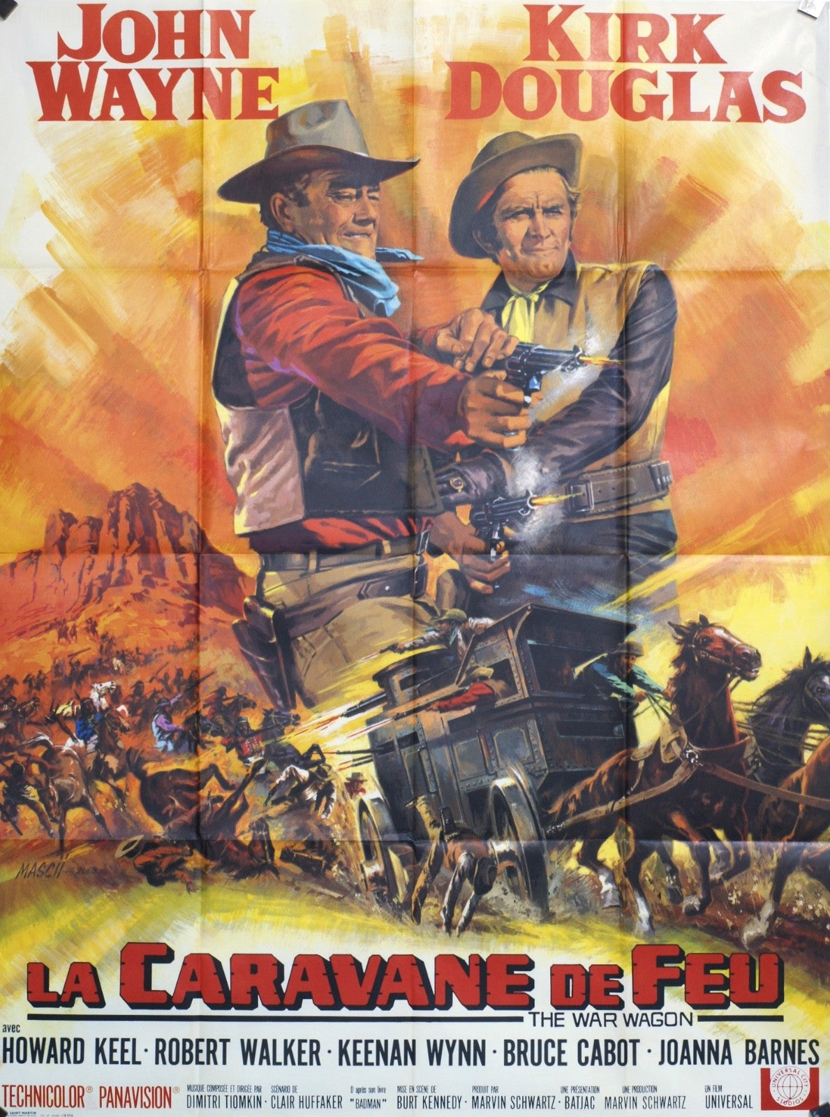 LA CARAVANE DE FEU JOHN WAYNE POSTER ORIGINAL 120x160