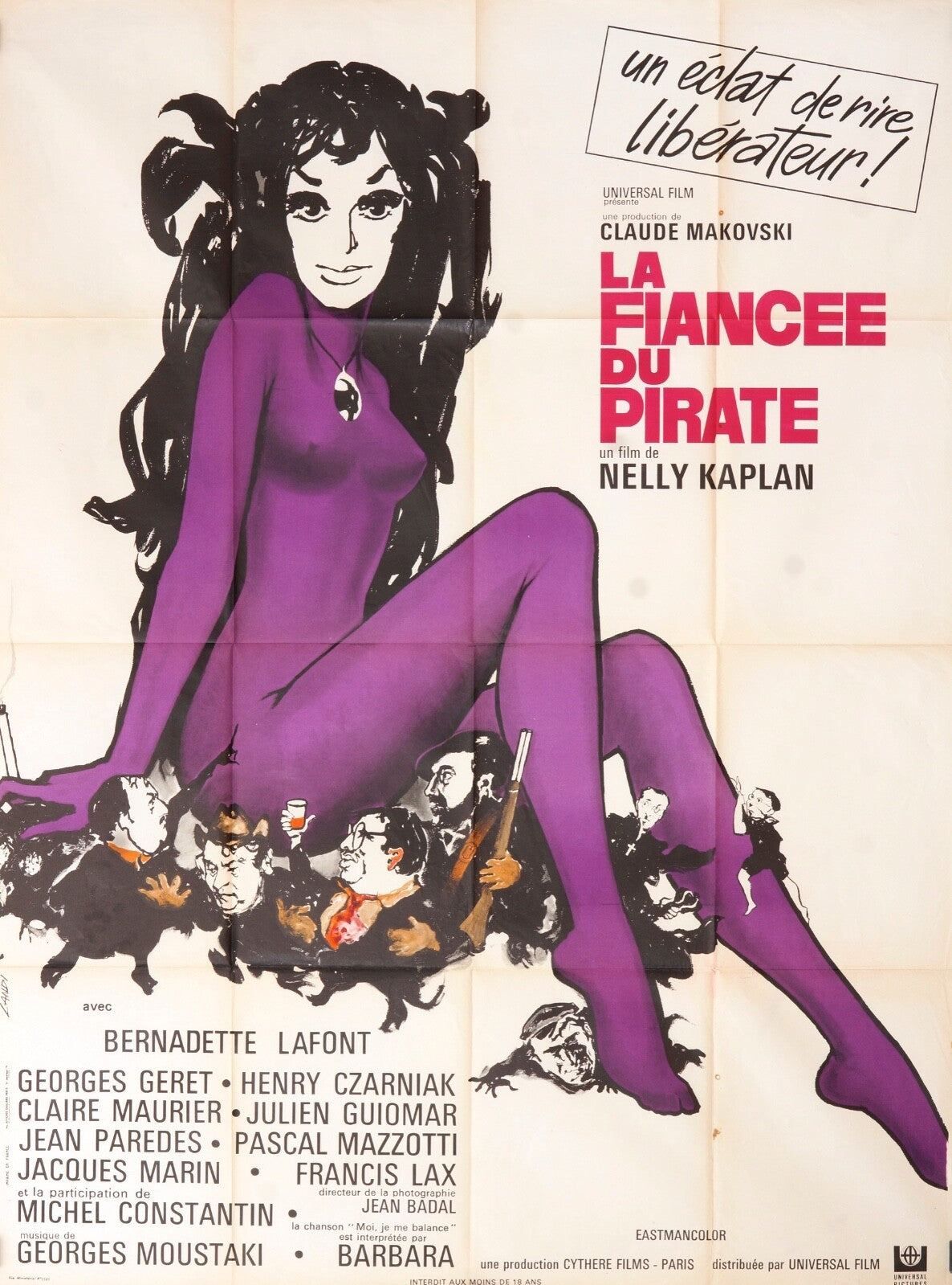 LA FIANCÉE DU PIRATE MOVIE POSTER ORIGINAL (120X160) BERNADETTE LAFONT